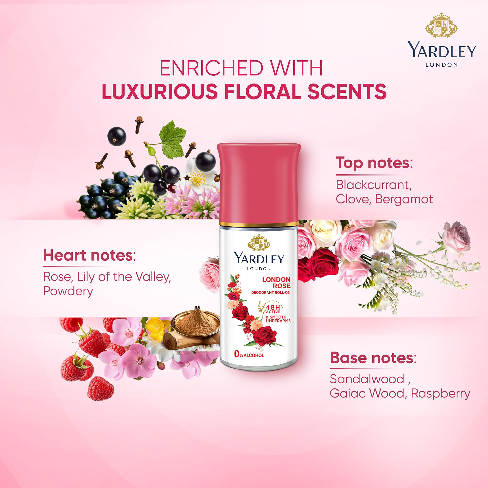 Yardley London London Rose Underarm Deodorant Roll On – view 3
