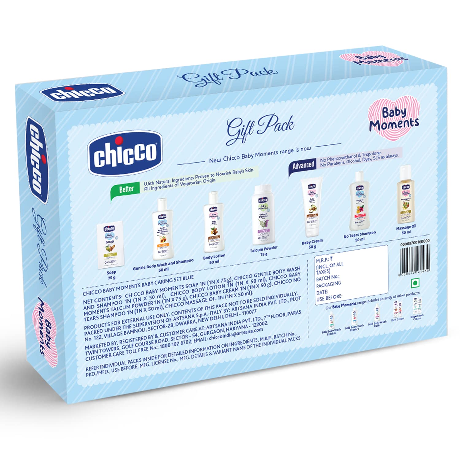 Chicco Baby Moments Caring Set Blue, Gift Set for Babies, 0m+ – view 7