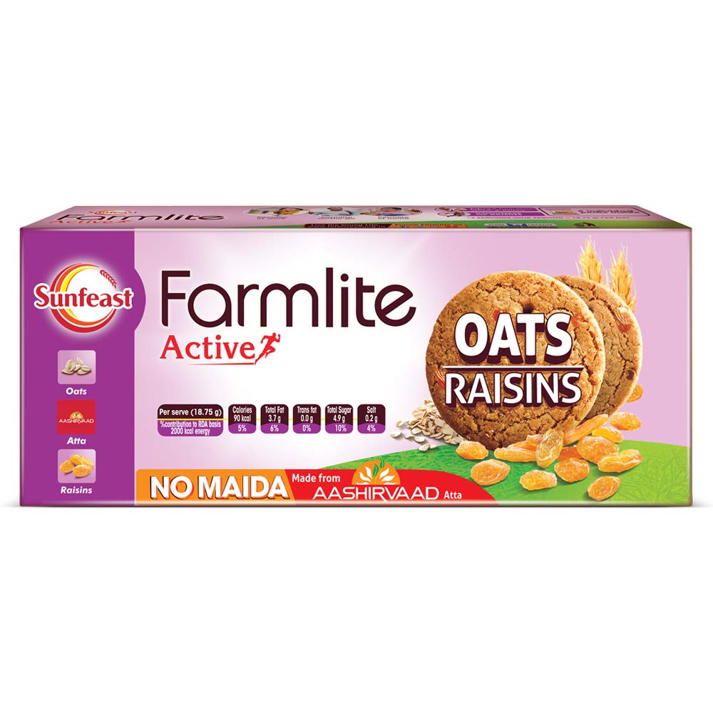 Sunfeast Farmlite oats and raisins 75 g snack pouch
