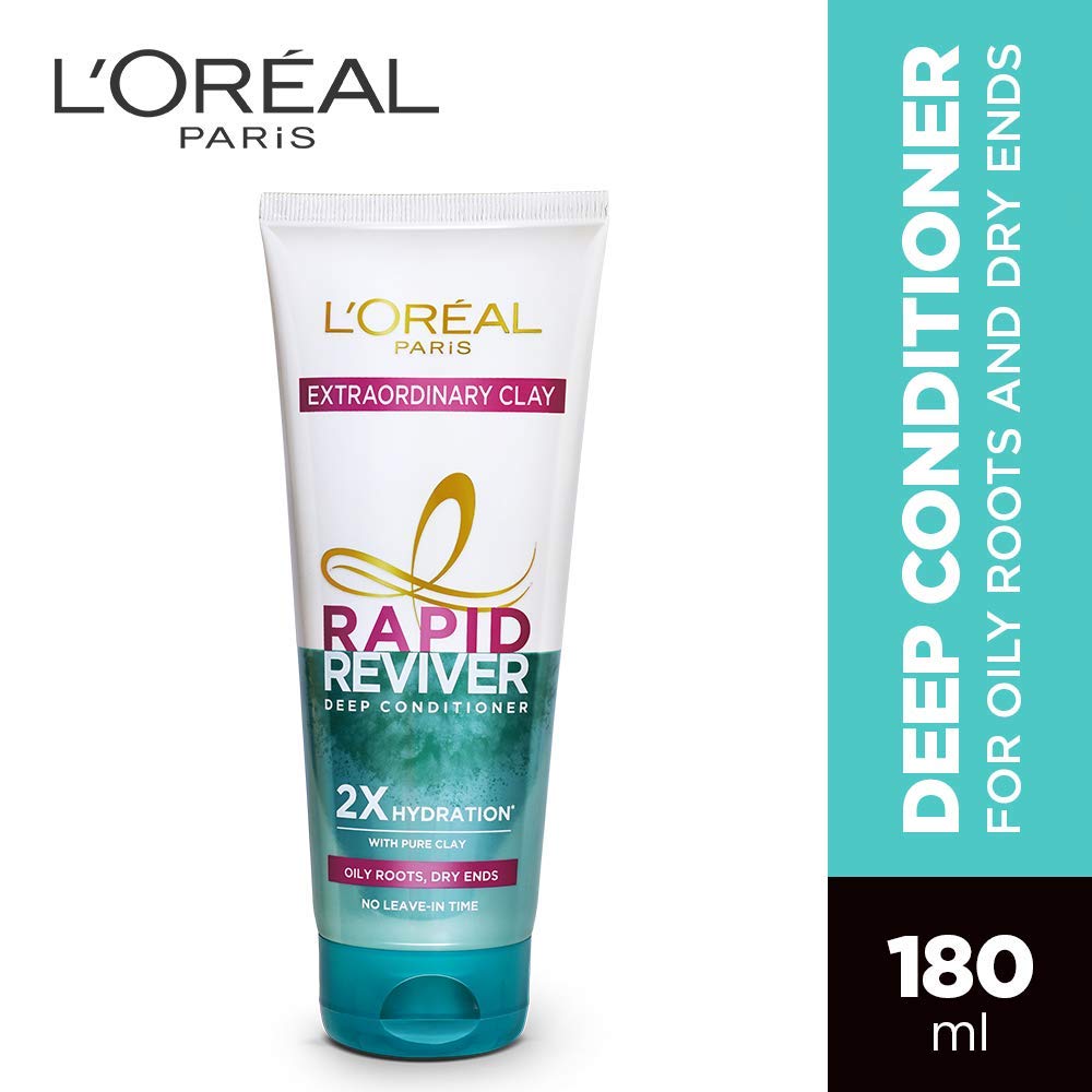 L'Oreal Paris Deep Conditioner, Rebalancing & Hydrating, For Oily Roots & Dry Ends, Extraordinary Clay Rapid Reviver, 180ml – view 2