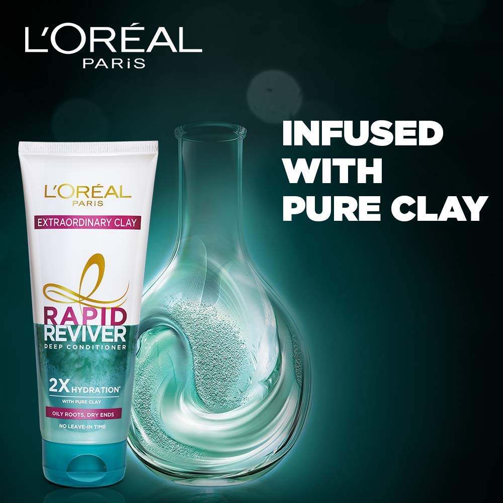 L'Oreal Paris Deep Conditioner, Rebalancing & Hydrating, For Oily Roots & Dry Ends, Extraordinary Clay Rapid Reviver, 180ml – view 4