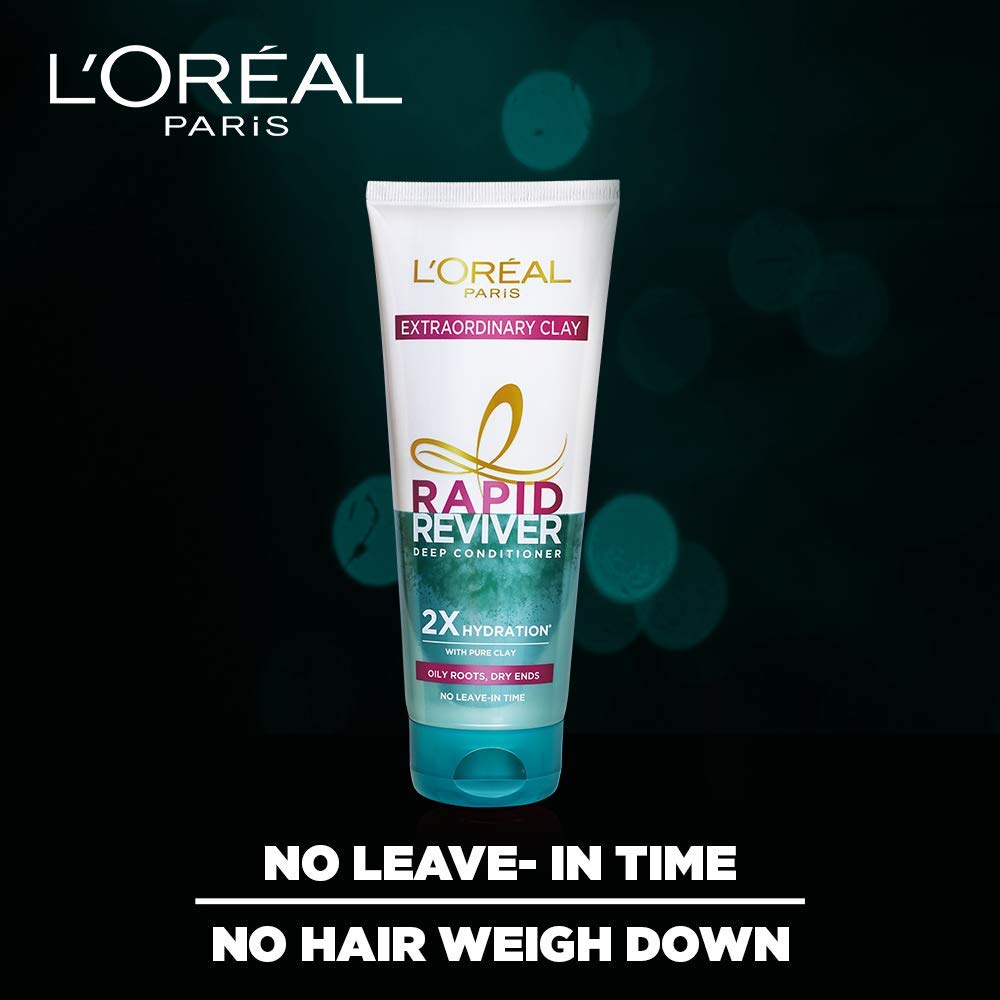 L'Oreal Paris Deep Conditioner, Rebalancing & Hydrating, For Oily Roots & Dry Ends, Extraordinary Clay Rapid Reviver, 180ml – view 5