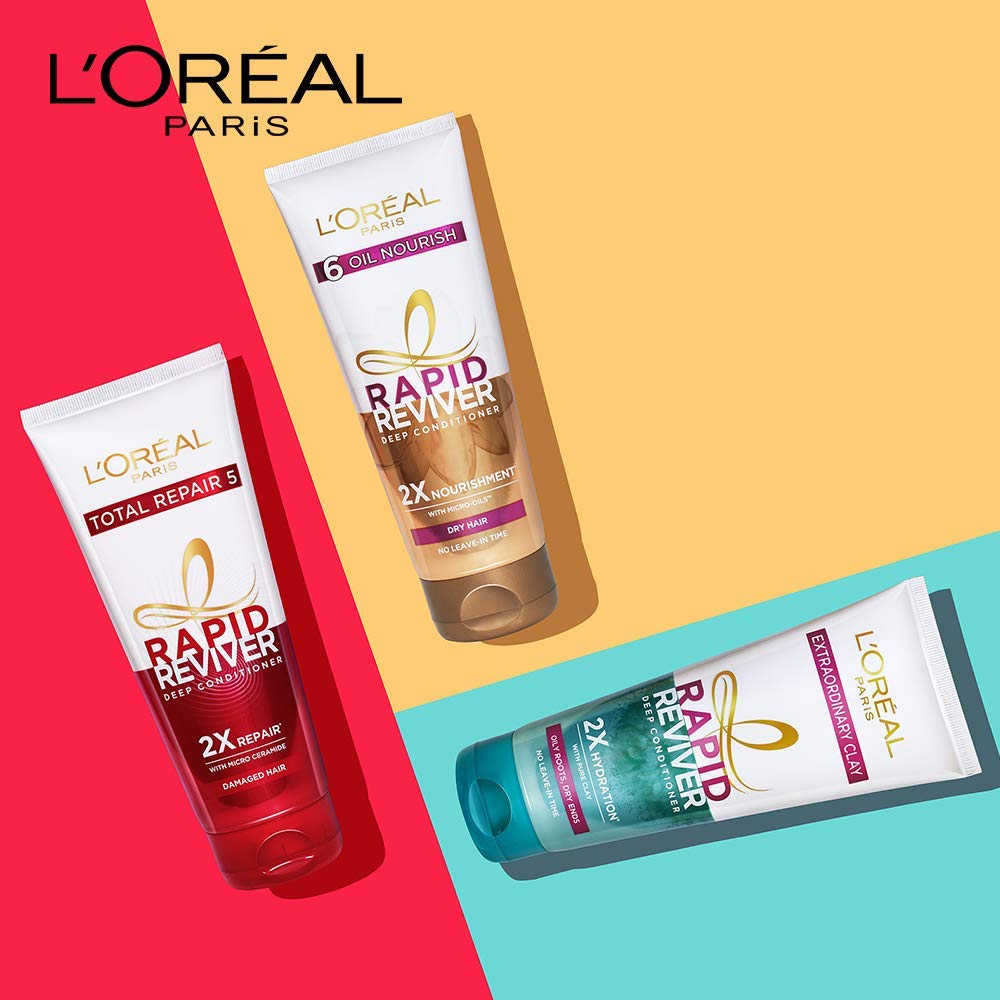 L'Oreal Paris Deep Conditioner, Rebalancing & Hydrating, For Oily Roots & Dry Ends, Extraordinary Clay Rapid Reviver, 180ml – view 7