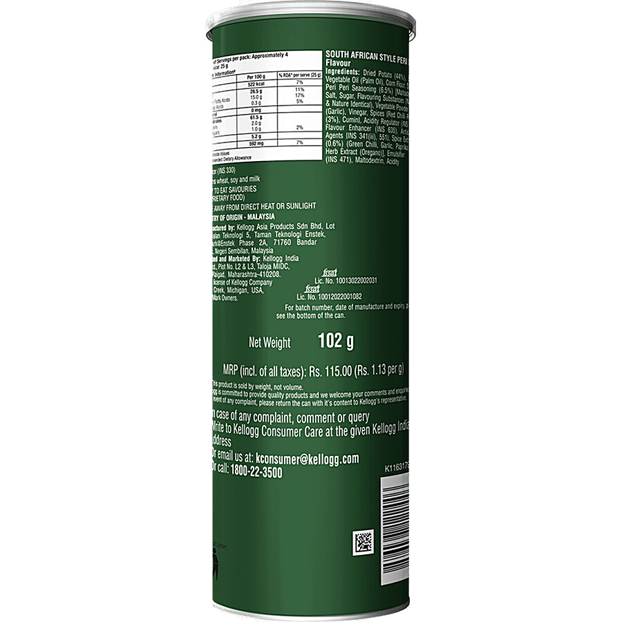 Pringles Potato Chips - Peri Peri Flavoured, Crunchy, Crispy 102 g – view 2