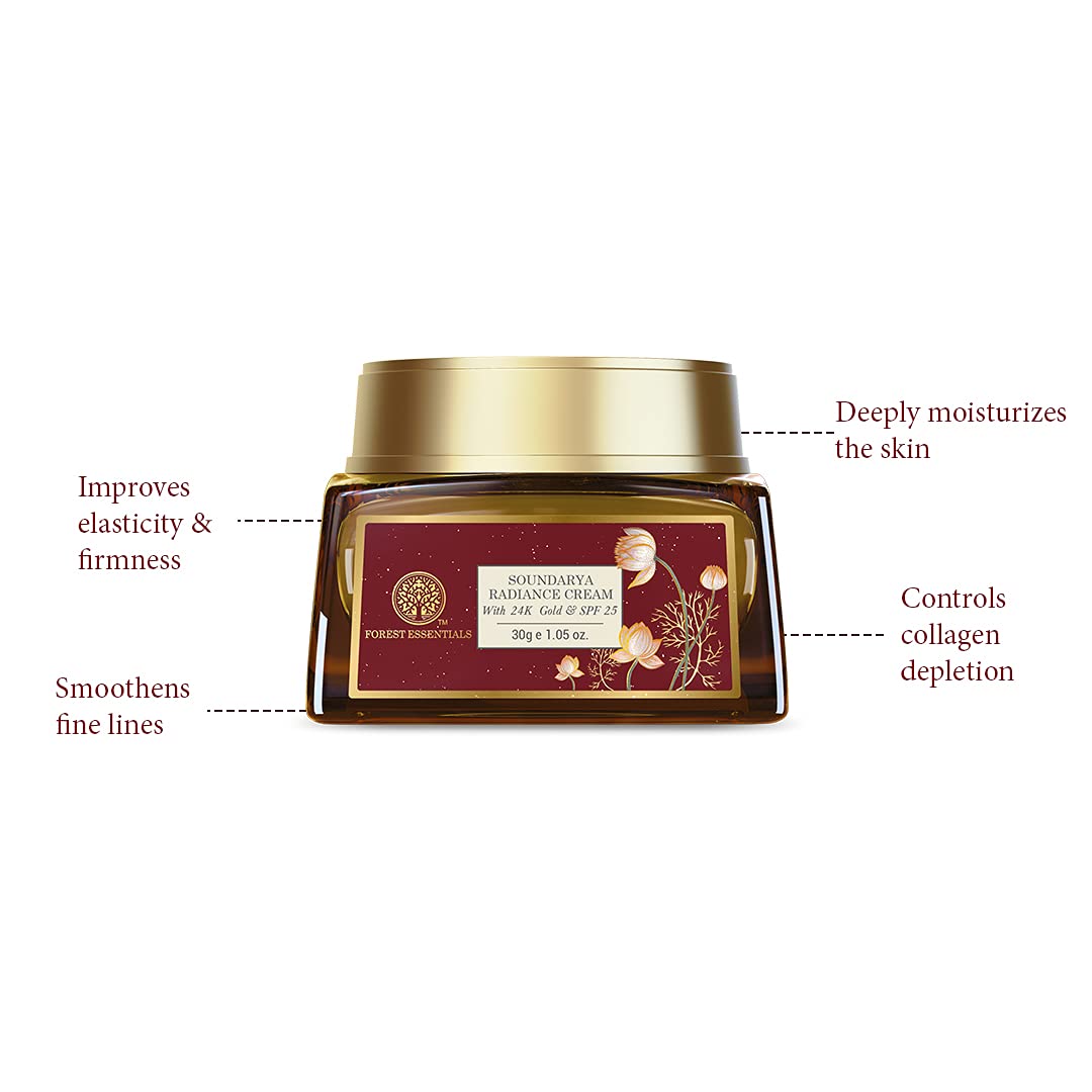 Forest Essentials Soundarya Radiance Cream With 24K Gold & SPF 25& Forest Essentials Delicate Facial Cleanser Kashmiri Saffron & Neem – view 4
