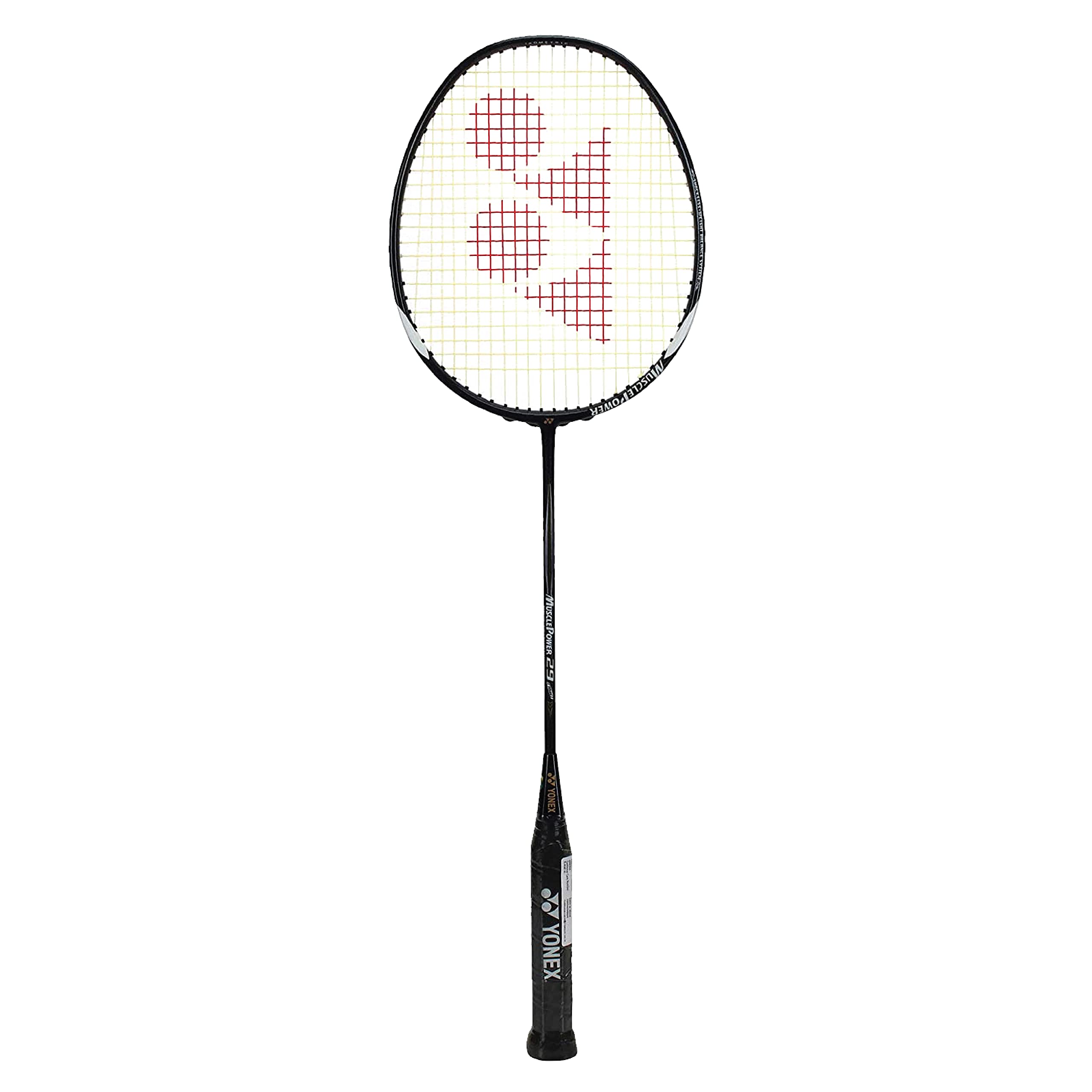 YONEX Muscle Power 29 Carbon Graphite Strung Badminton Racket with Full Racket Cover (Black/White) | For Intermediate Players | 85 grams | Maximum String Tension - 30lbs