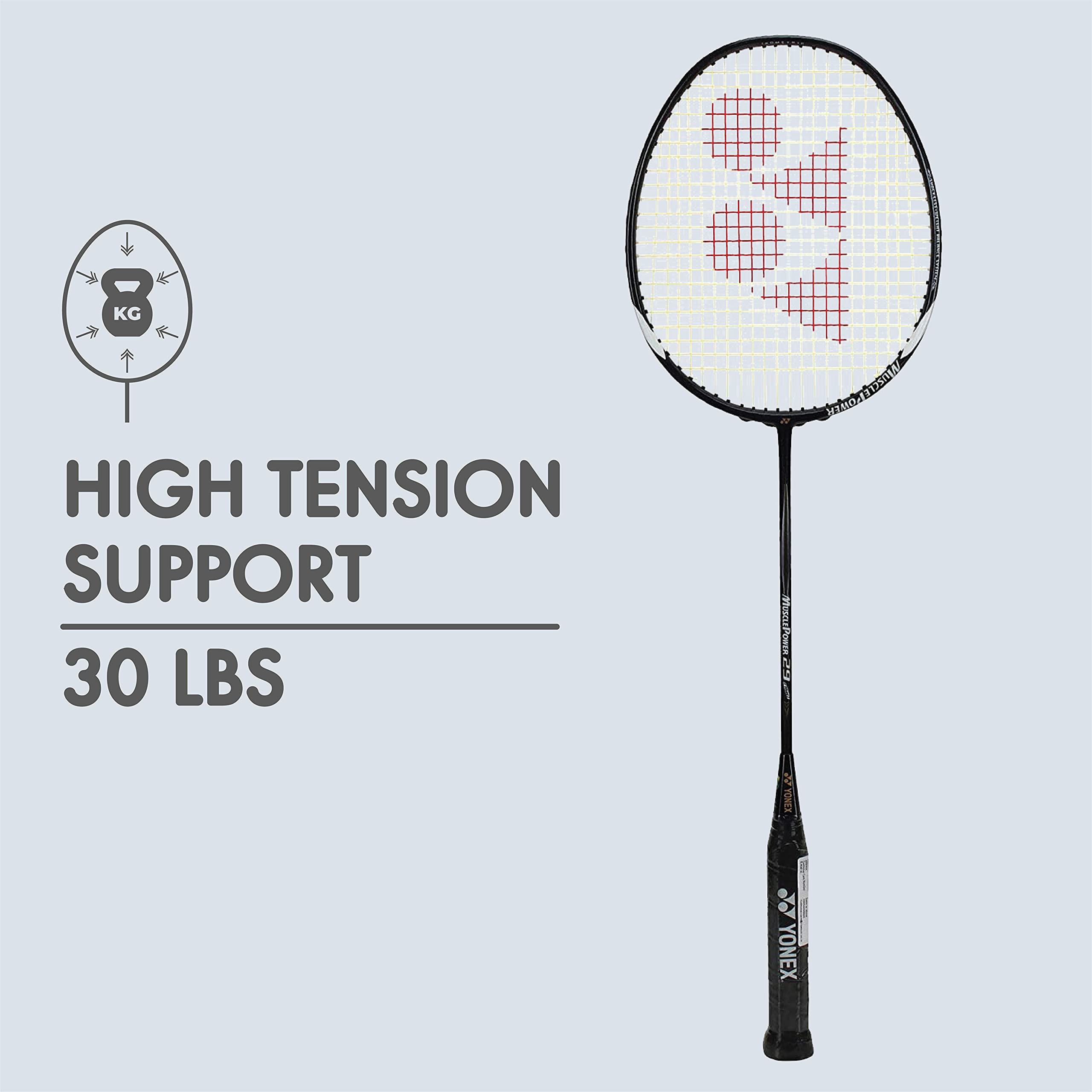 YONEX Muscle Power 29 Carbon Graphite Strung Badminton Racket with Full Racket Cover (Black/White) – view 2