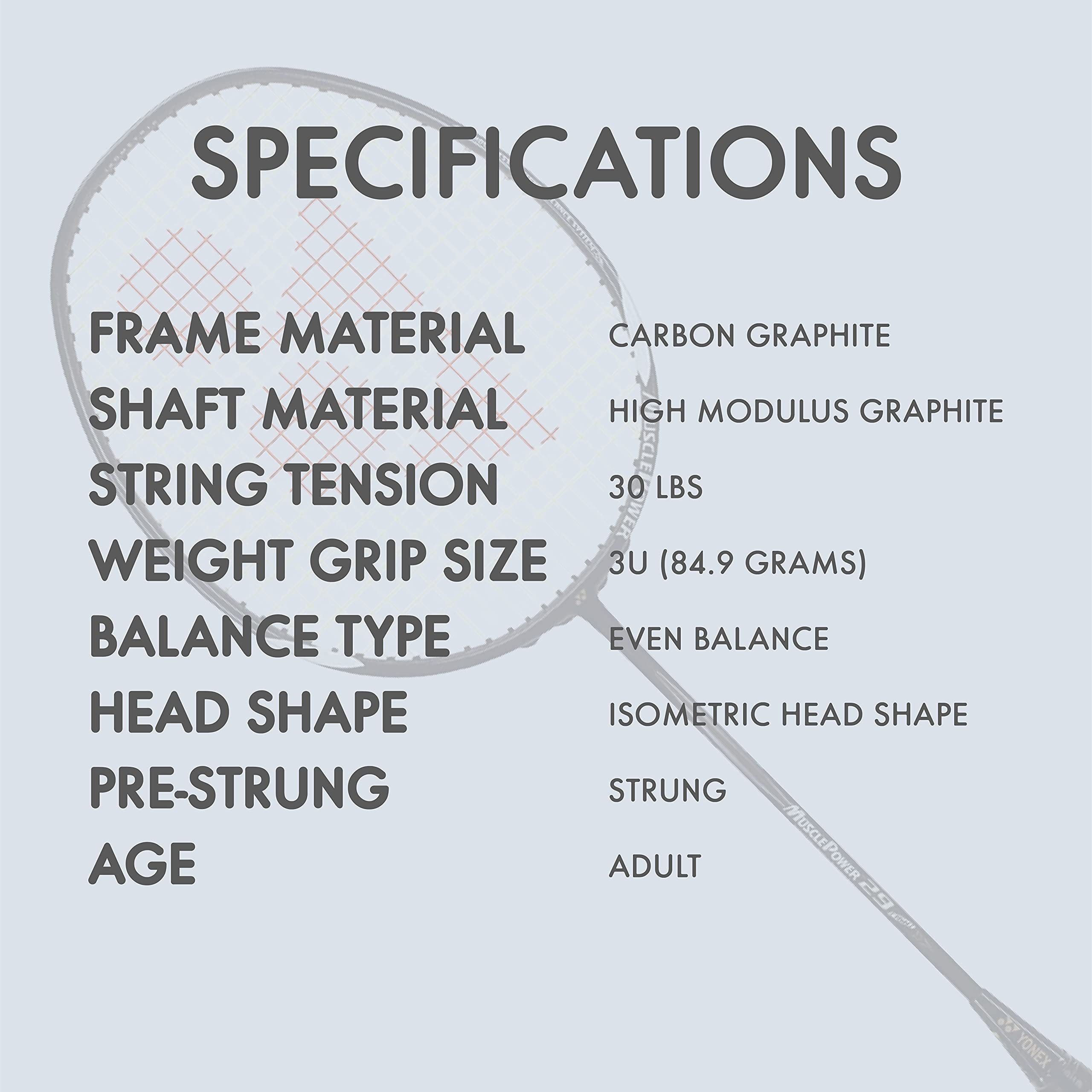 YONEX Muscle Power 29 Carbon Graphite Strung Badminton Racket with Full Racket Cover (Black/White) – view 5
