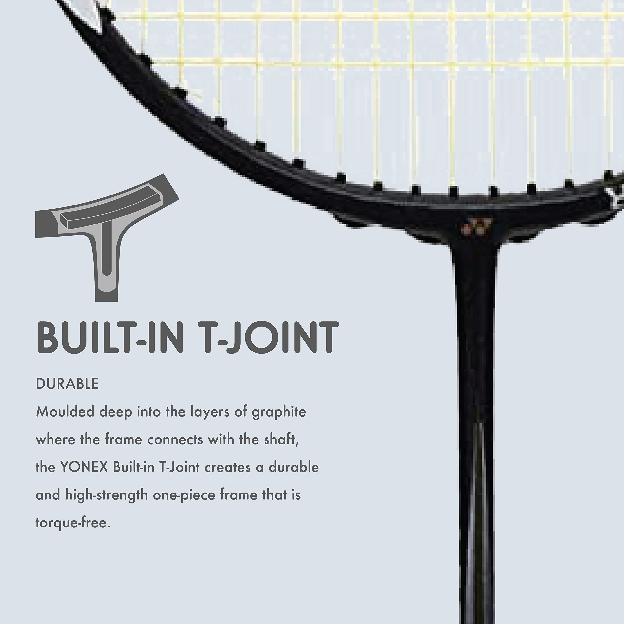 YONEX Muscle Power 29 Carbon Graphite Strung Badminton Racket with Full Racket Cover (Black/White) – view 7