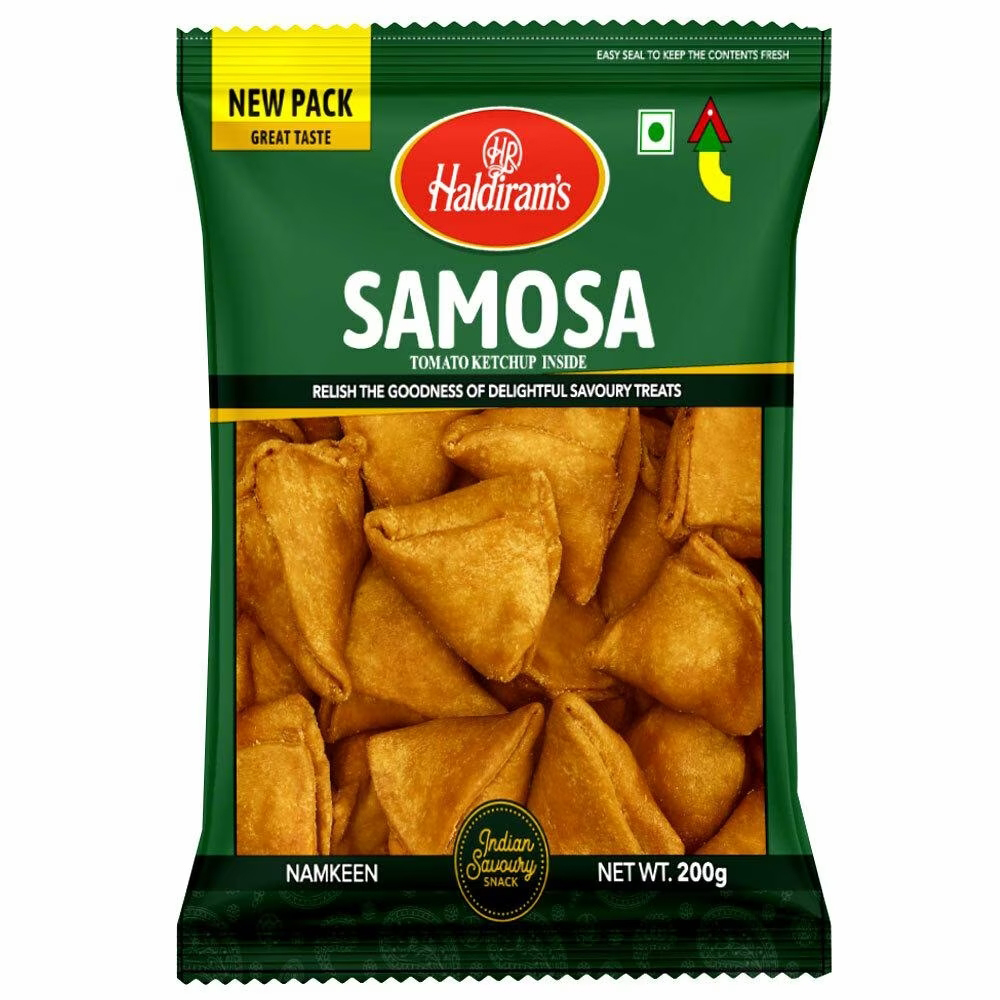 Pack of Haldiram's Nagpur Mini Samosa spicy vegetarian snack