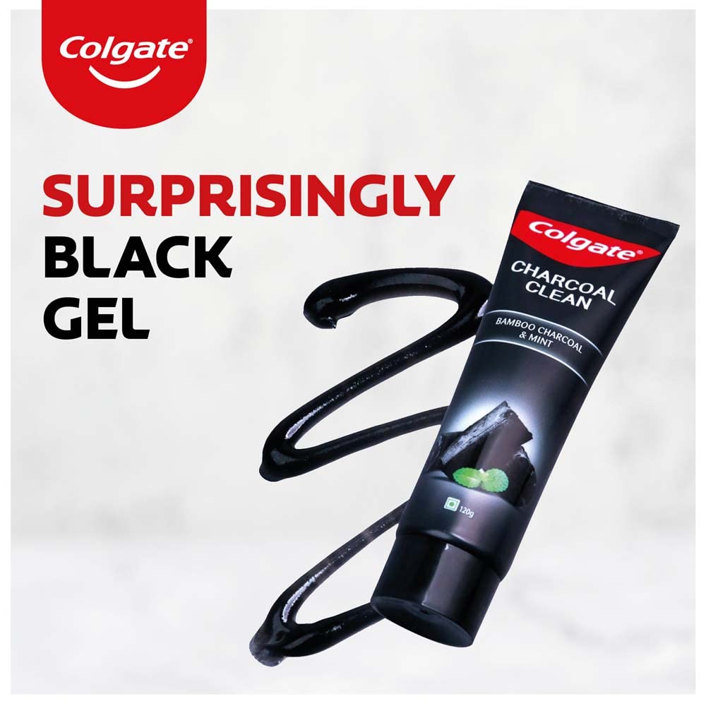 Colgate Charcoal Clean 240g (120g x 2, Pack of 2) Black Gel Toothpaste, Pack of Deep Clean Toothpaste With Bamboo Charcoal & Wintergreen Mint For Plaque Removal, Tingling Fresh Mouth Experience – view 3