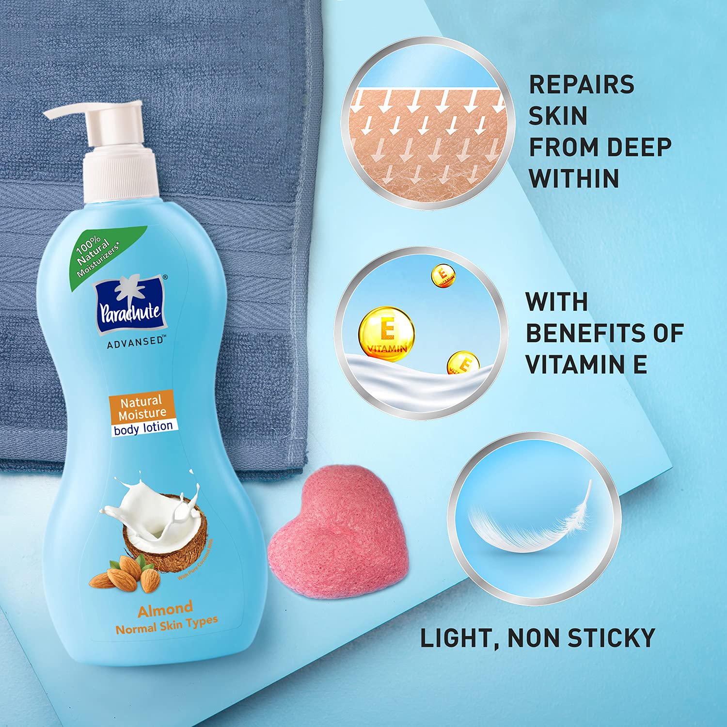 Parachute Advansed Natural Moisture Body Lotion,With Almond,Nourished & Hydrated Skin,400 ml – view 3