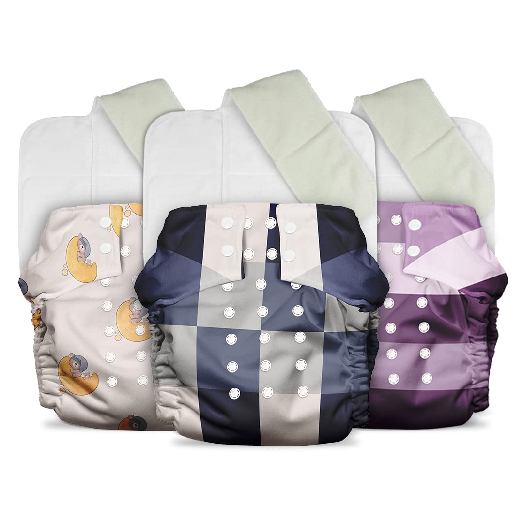 Reusable Mother Sparsh baby cloth diapers with assorted solid patterns