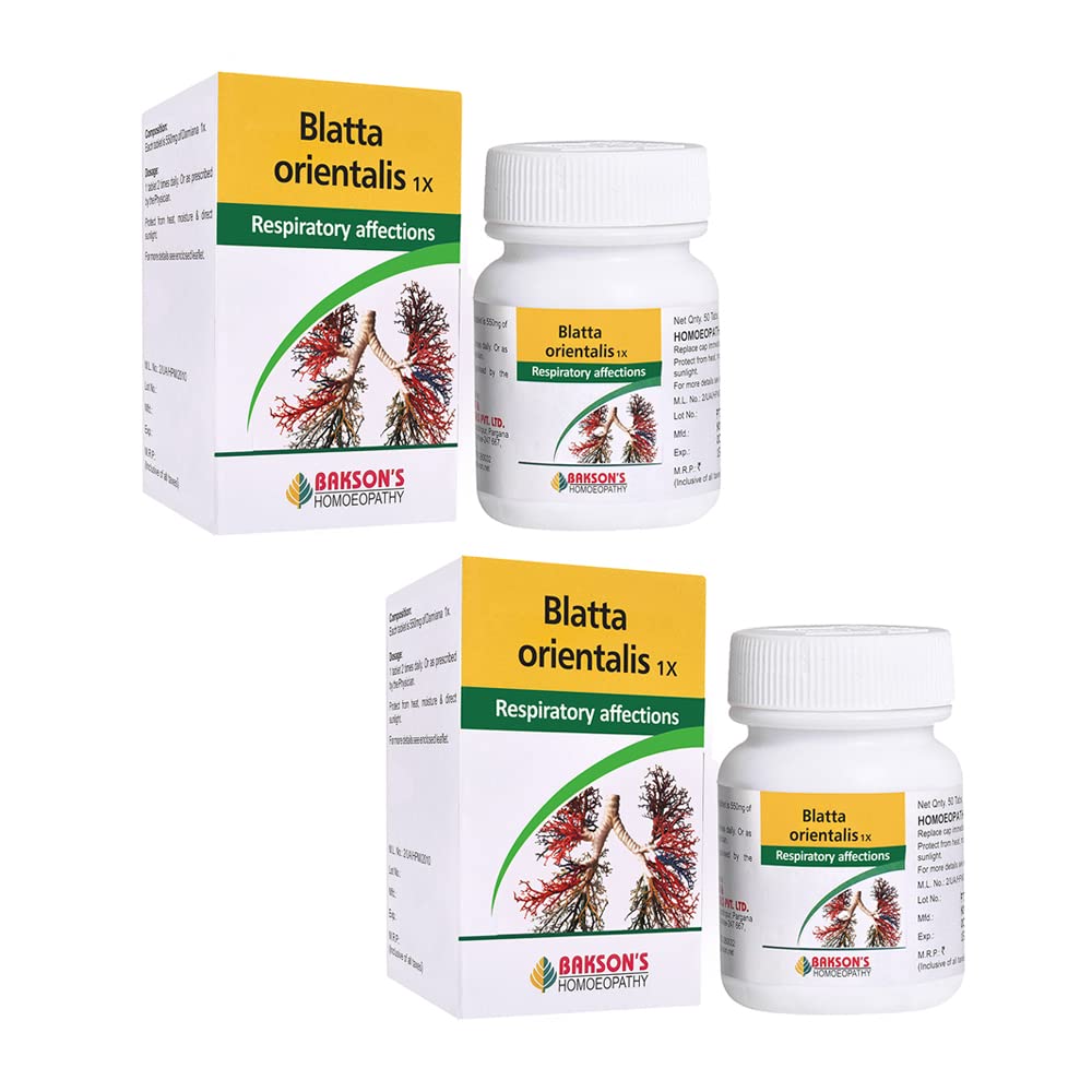 Two bottles of Bakson Blatta Orientalis 1X homeopathic tablets