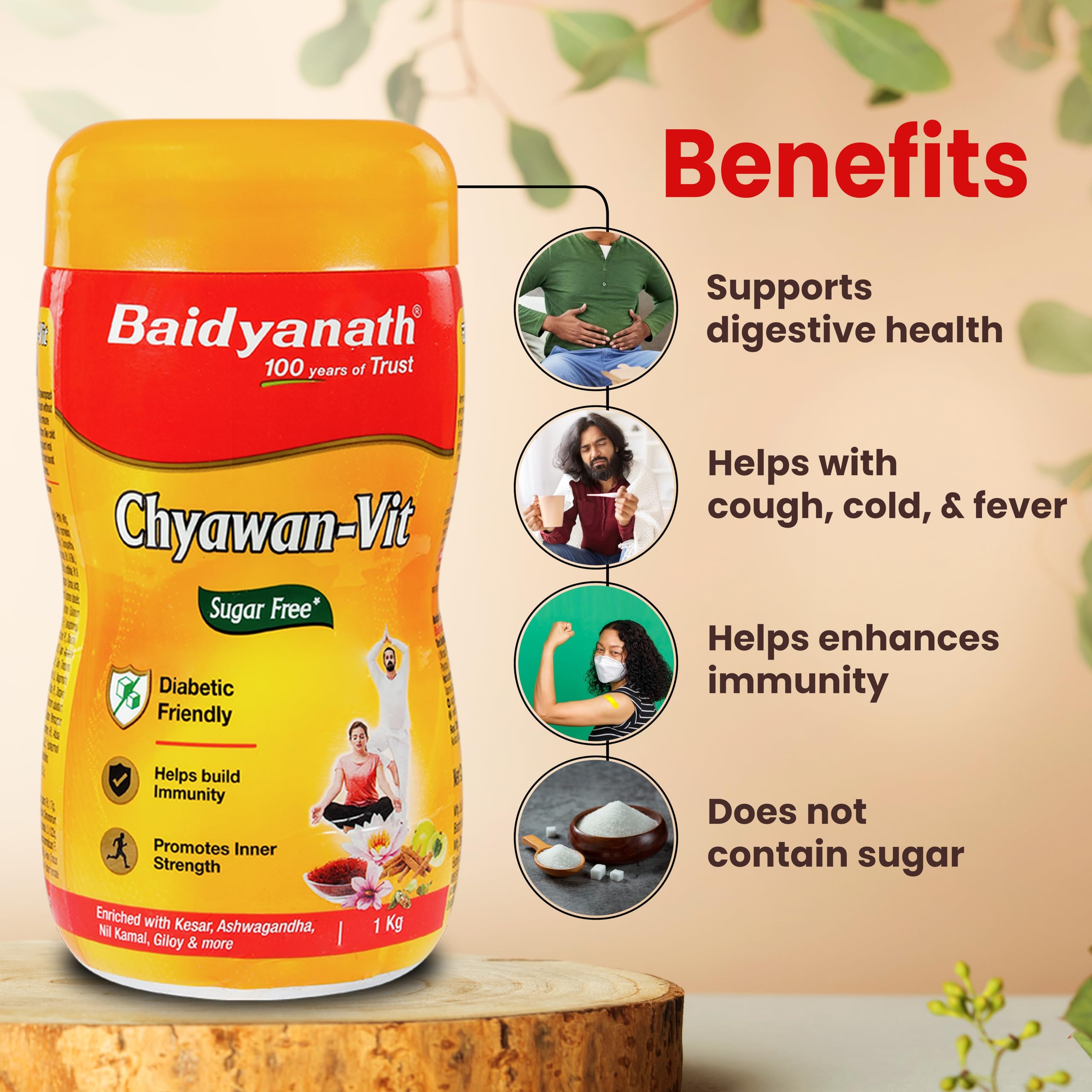 Baidyanath Sugarfree Chyawa-Vit 1kg- Specially Formulated Chyawanprash With No Added Sugar- With Benefits Of Amla, Ashwagandha And Almonds – view 5