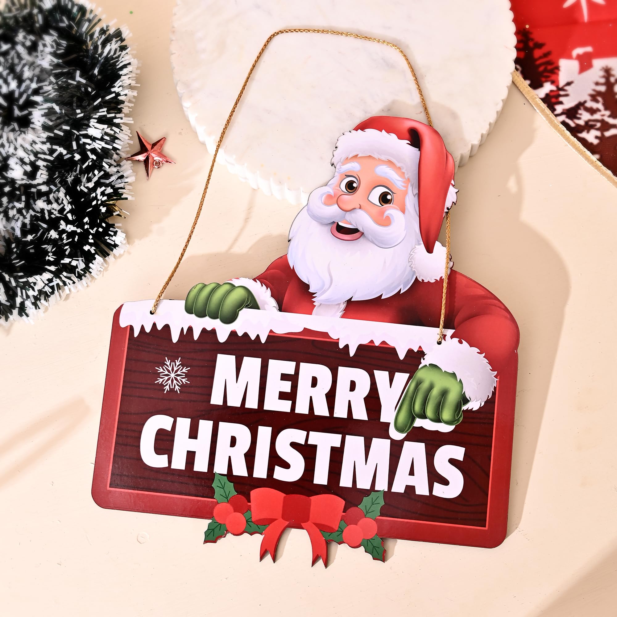 CraftVatika Christmas Decoration Items, Wooden Christmas Decoration Door Wall Hanging – view 6