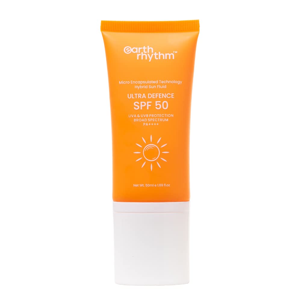 Earth Rhythm sunscreen tube with pump and SPF 50 label