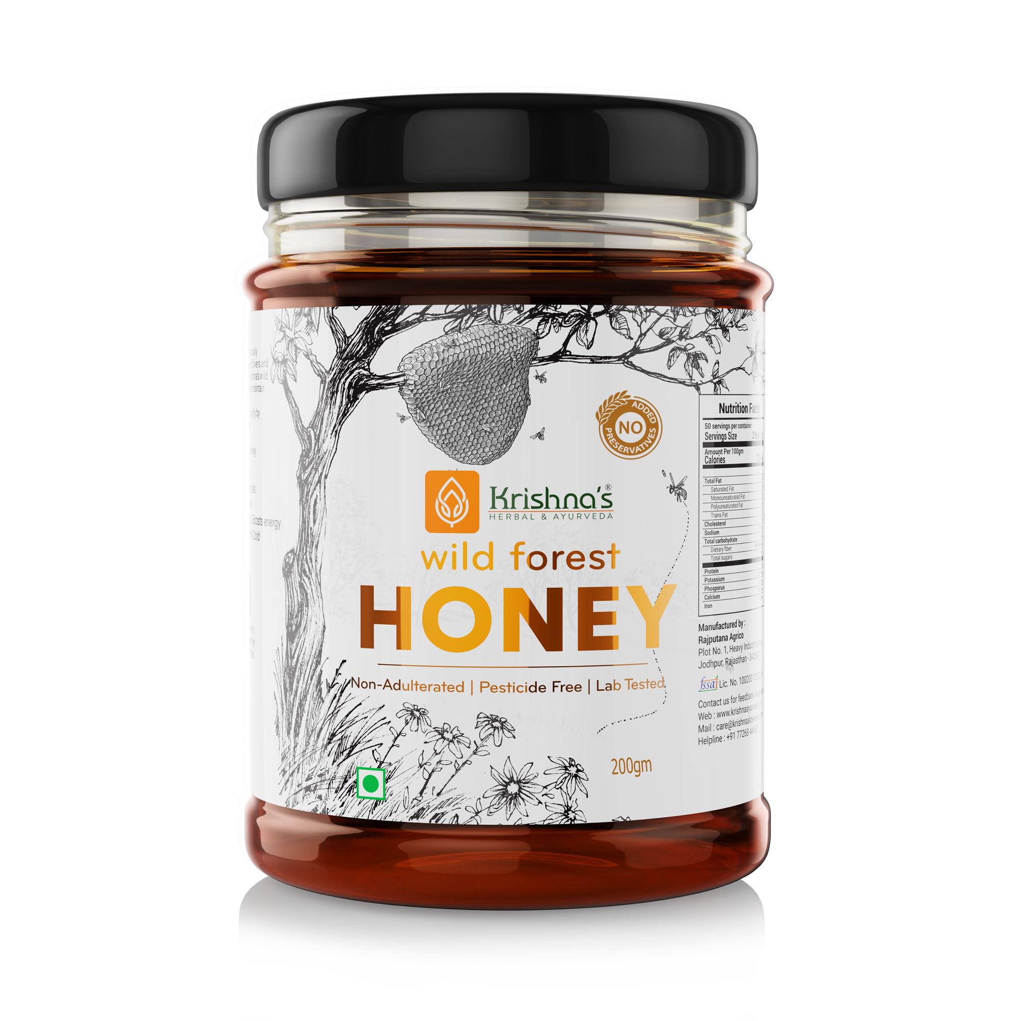 Krishna's 100% Pure Wild Forest Honey - No Additives Or Preservatives - 200 g – view 3