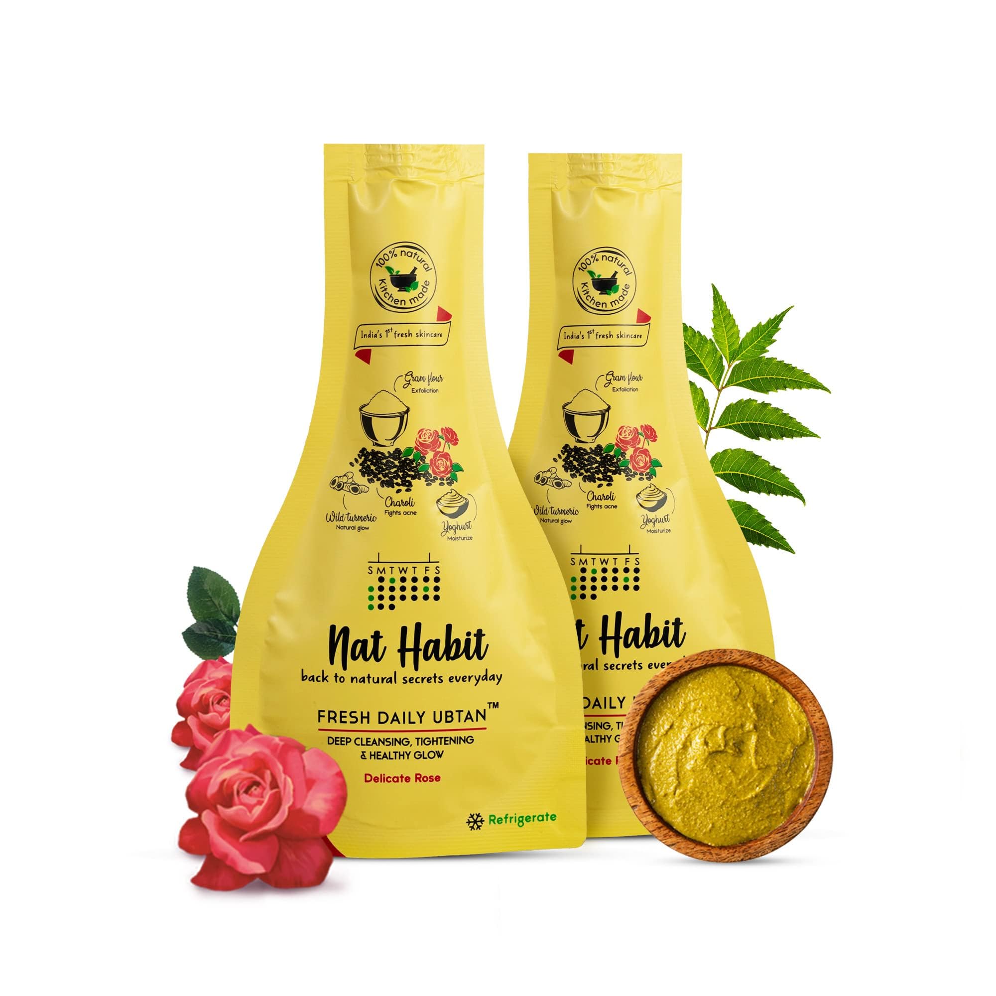 Nat Habit rose ubtan paste tubes for face wash and face pack