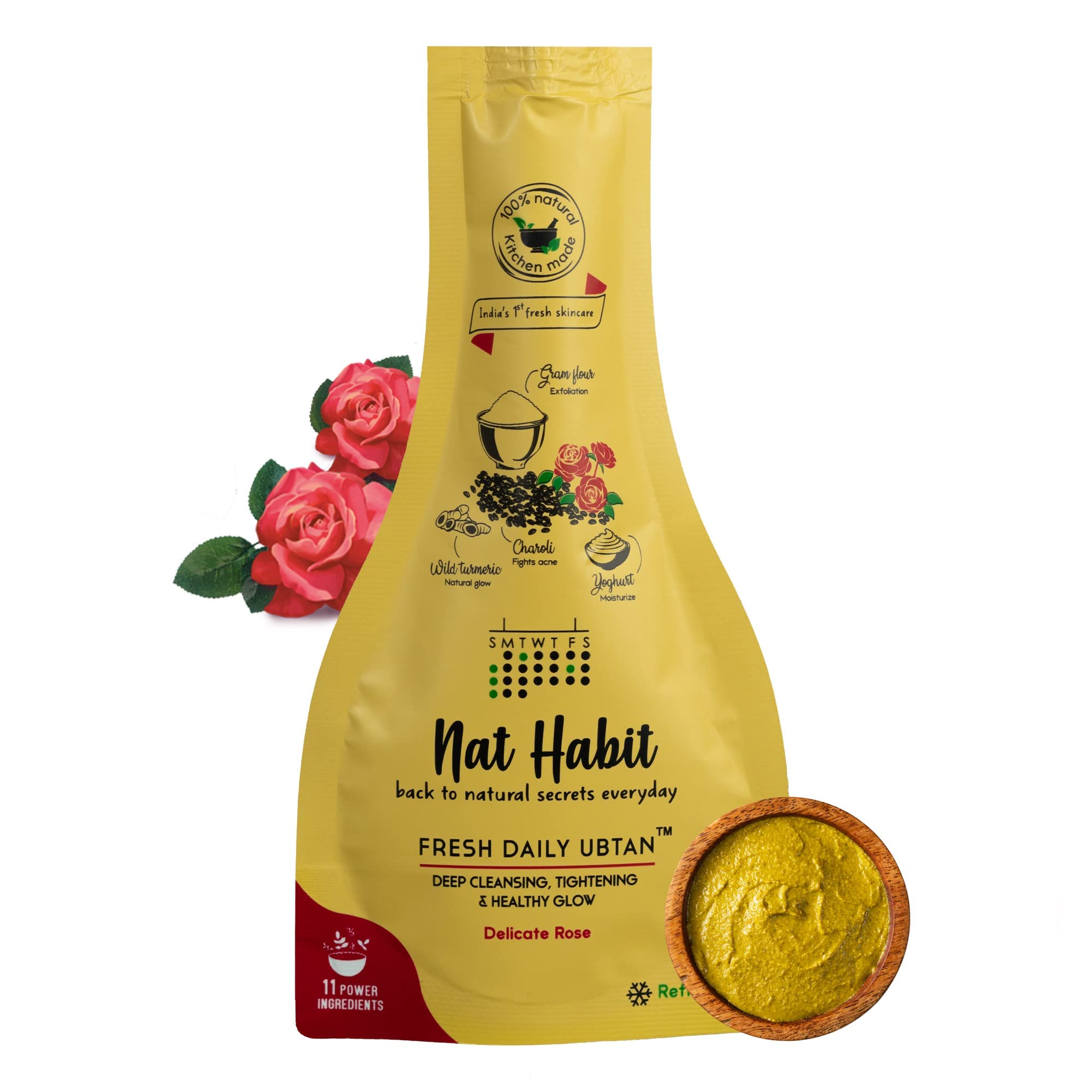 Nat Habit Fresh Rose Ubtan, Face Wash, Cleanser, Face Pack Glowing Radiance, Dry & Oily Skin, Pimple, Acne Natural, Ayurvedic, (40 g) Pack of 2 – view 3