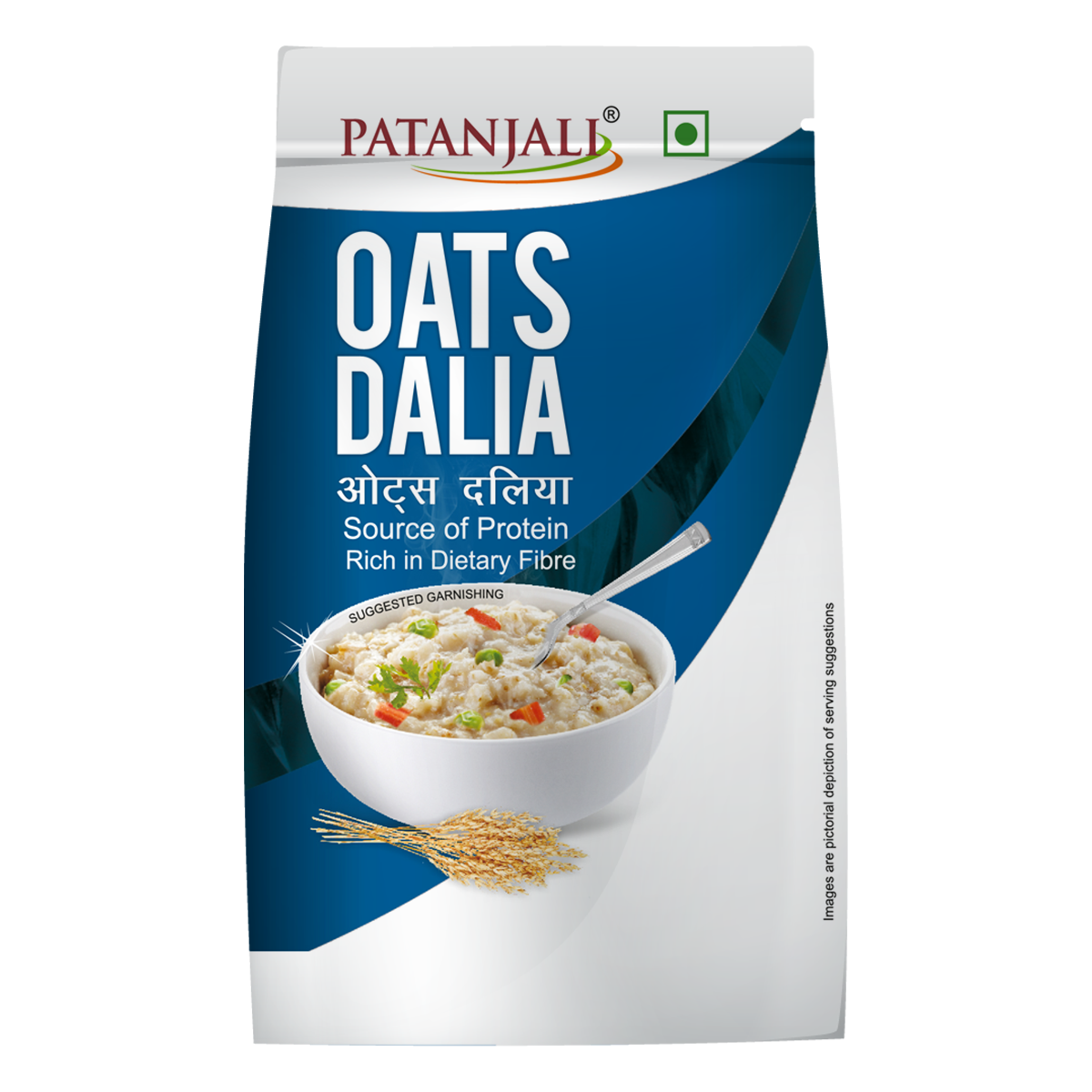 Front view of Patanjali Oats 200 g vegetarian pack