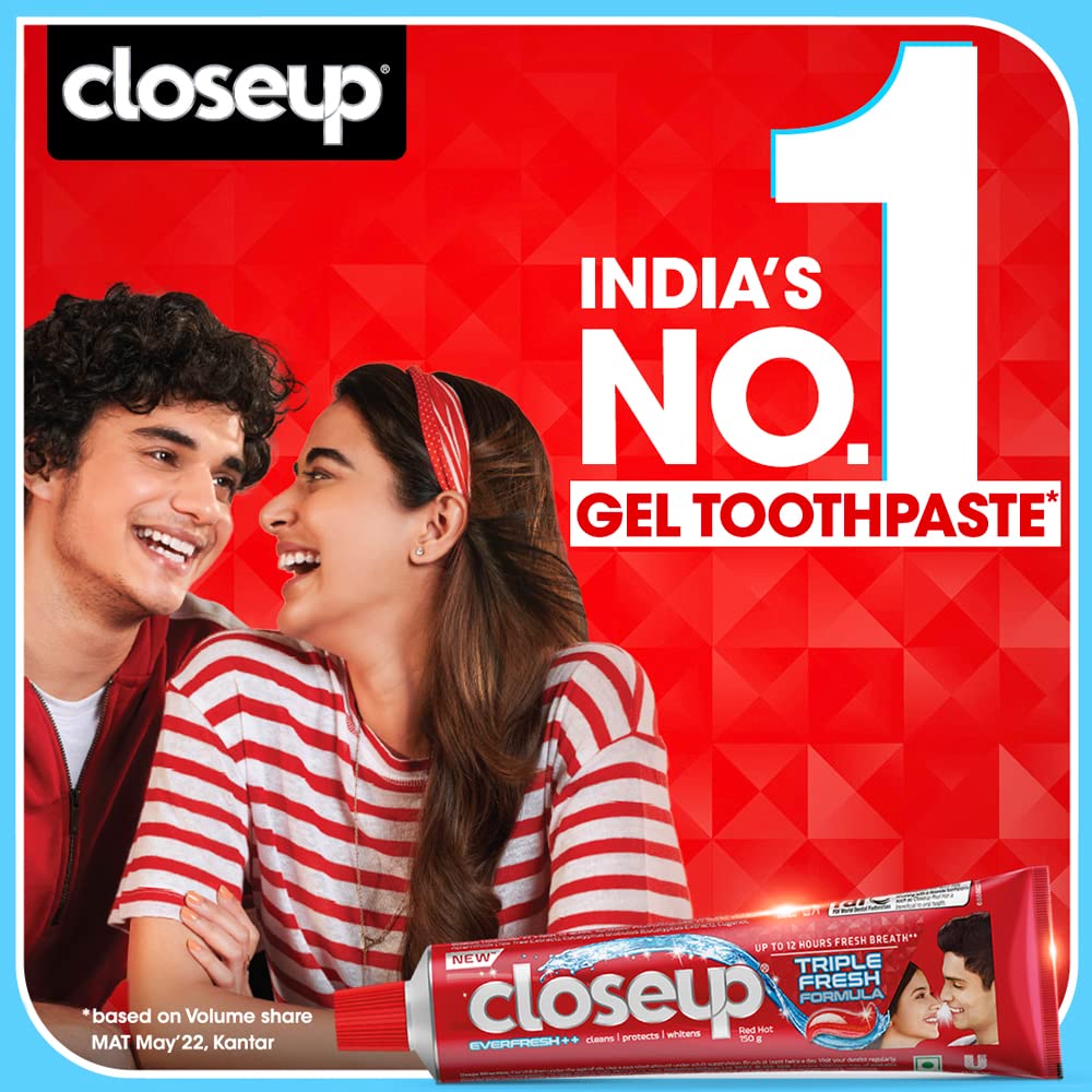Closeup Everfresh+ Anti-Germ Gel Plaque Removal Toothpaste Red Hot 80 g – view 2