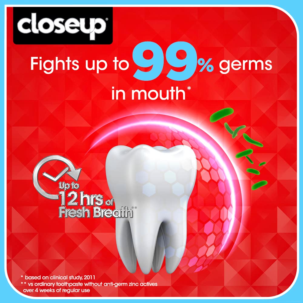 Closeup Everfresh+ Anti-Germ Gel Plaque Removal Toothpaste Red Hot 80 g – view 3