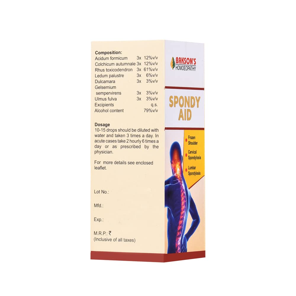 Dr. Bakshi's BAKSON'S HOMOEOPATHY Spondy Aid Drops (30 ml) – view 2