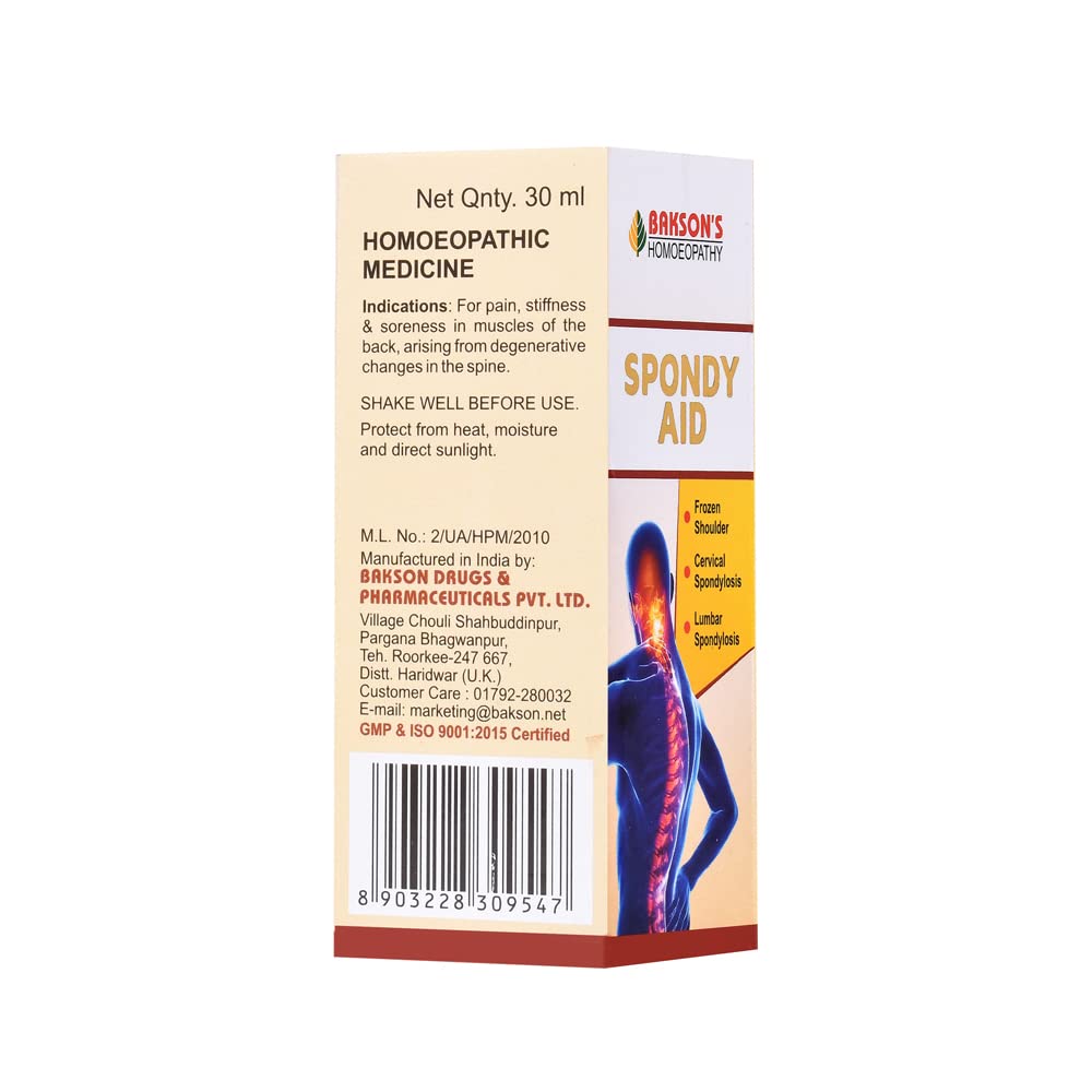 Dr. Bakshi's BAKSON'S HOMOEOPATHY Spondy Aid Drops (30 ml) – view 3