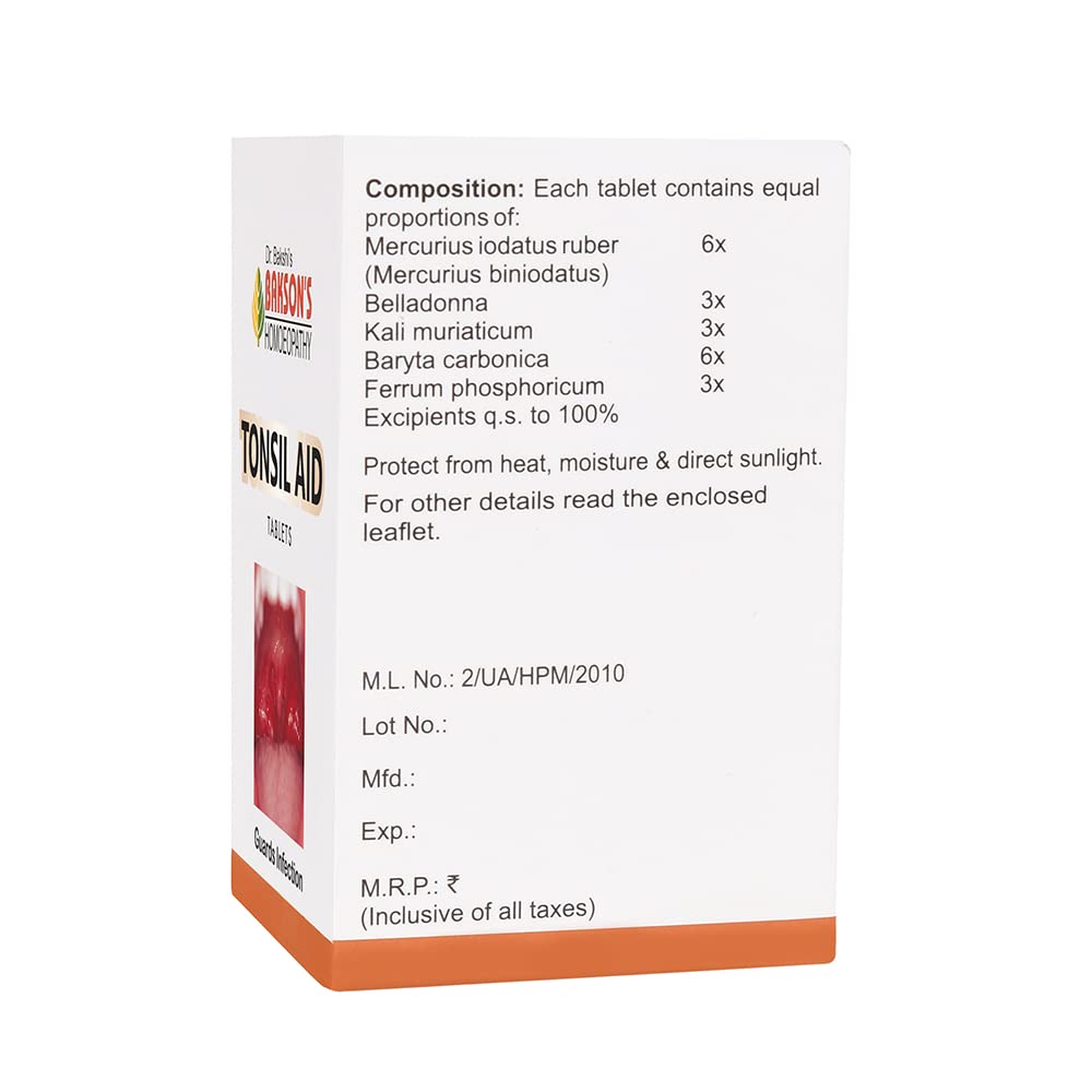 Dr. Bakshi's BAKSON'S HOMOEOPATHY Bakson Tonsil Aid Tablets-75Tabs – view 2