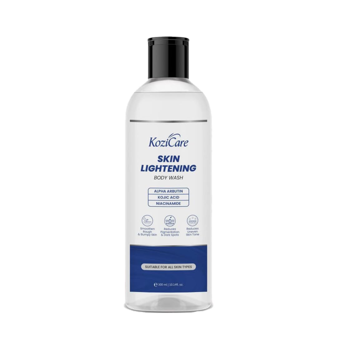 Five bottles of Kozicare skin lightening body wash gel