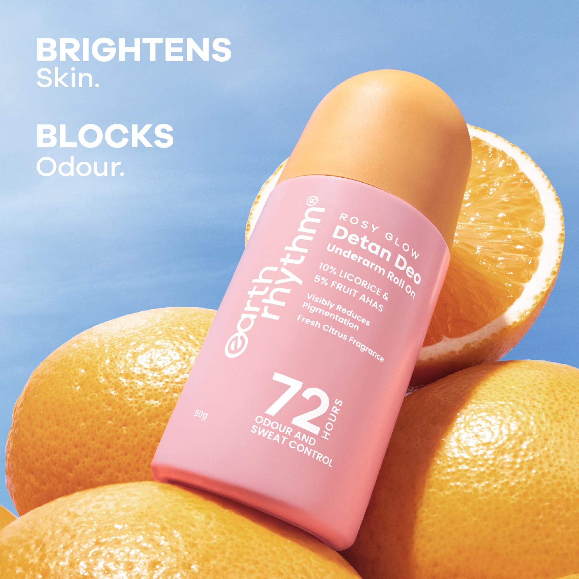 Earth Rhythm 5% AHA Detan Underarm Rollon Reduces Pigmentation Citrus Fresh No Aluminium - Detan Deo – view 3