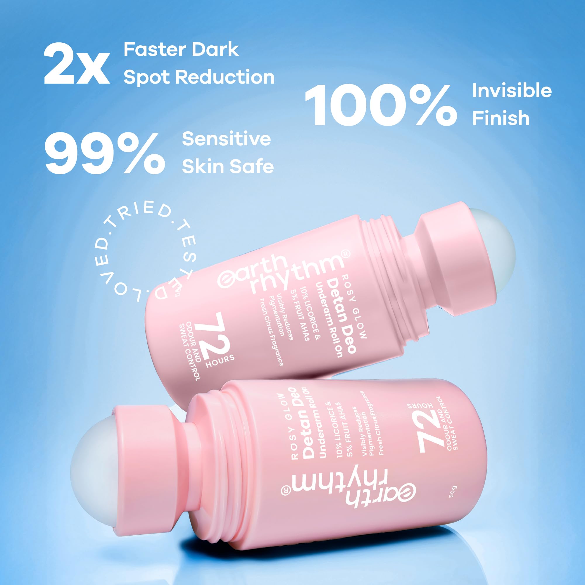Earth Rhythm 5% AHA Detan Underarm Rollon Reduces Pigmentation Citrus Fresh No Aluminium - Detan Deo – view 6