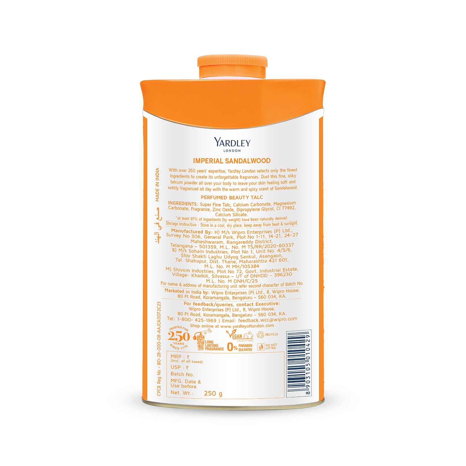 Yardley London - Imperial Sandalwood Talc for Women, 250g powder – view 4