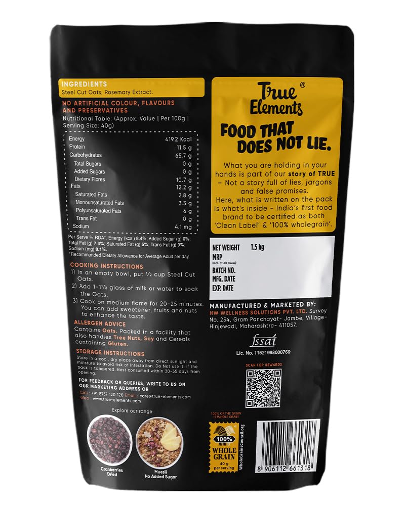 True Elements Steel Cut Oats 1.5kg - Oats – view 2