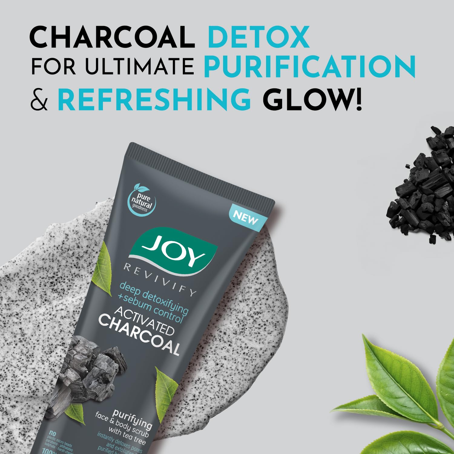 Joy Exfoliating Charcoal Face Scrub for Men & Women (200gm) – view 3