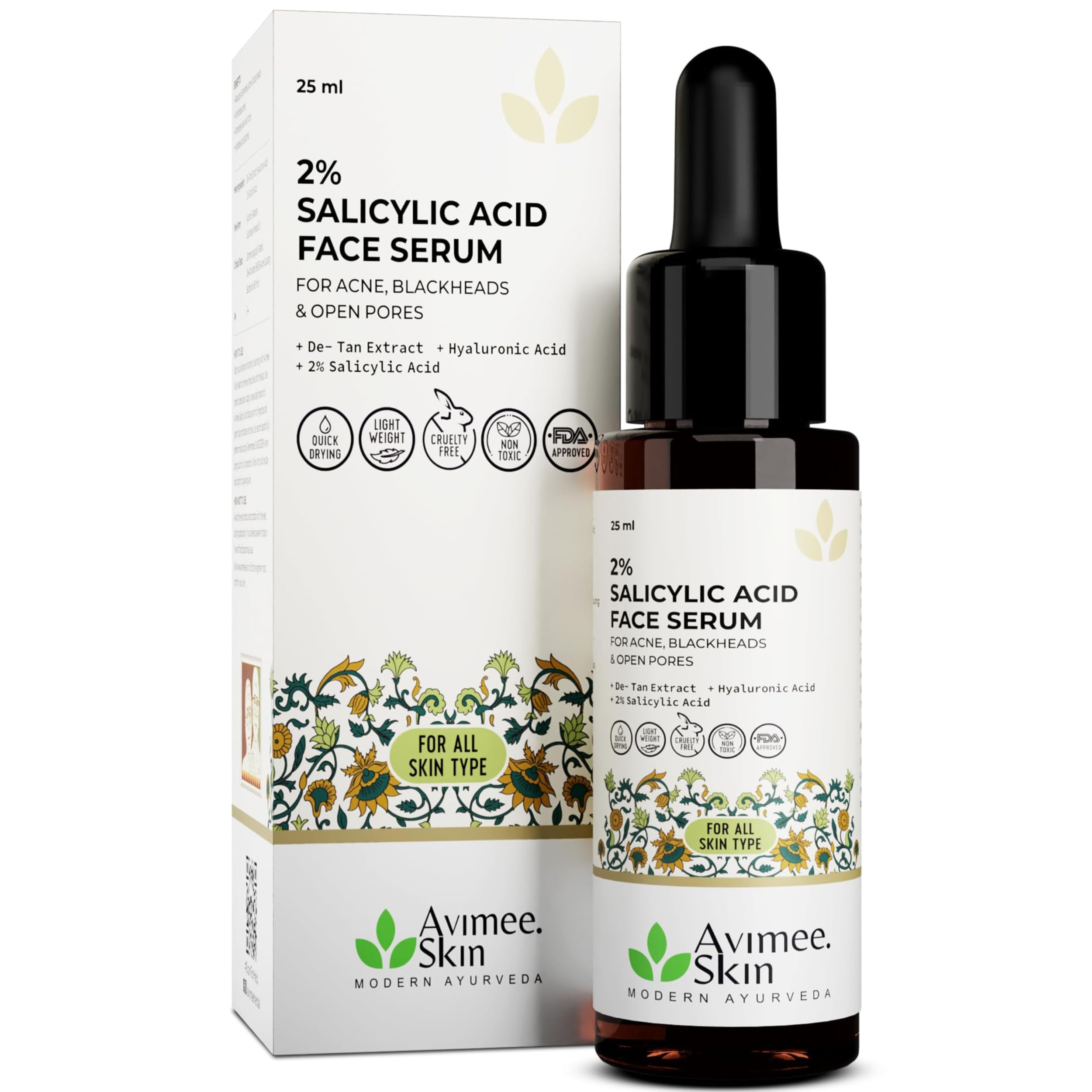 AVIMEE HERBAL salicylic acid serum bottle for acne-prone skin