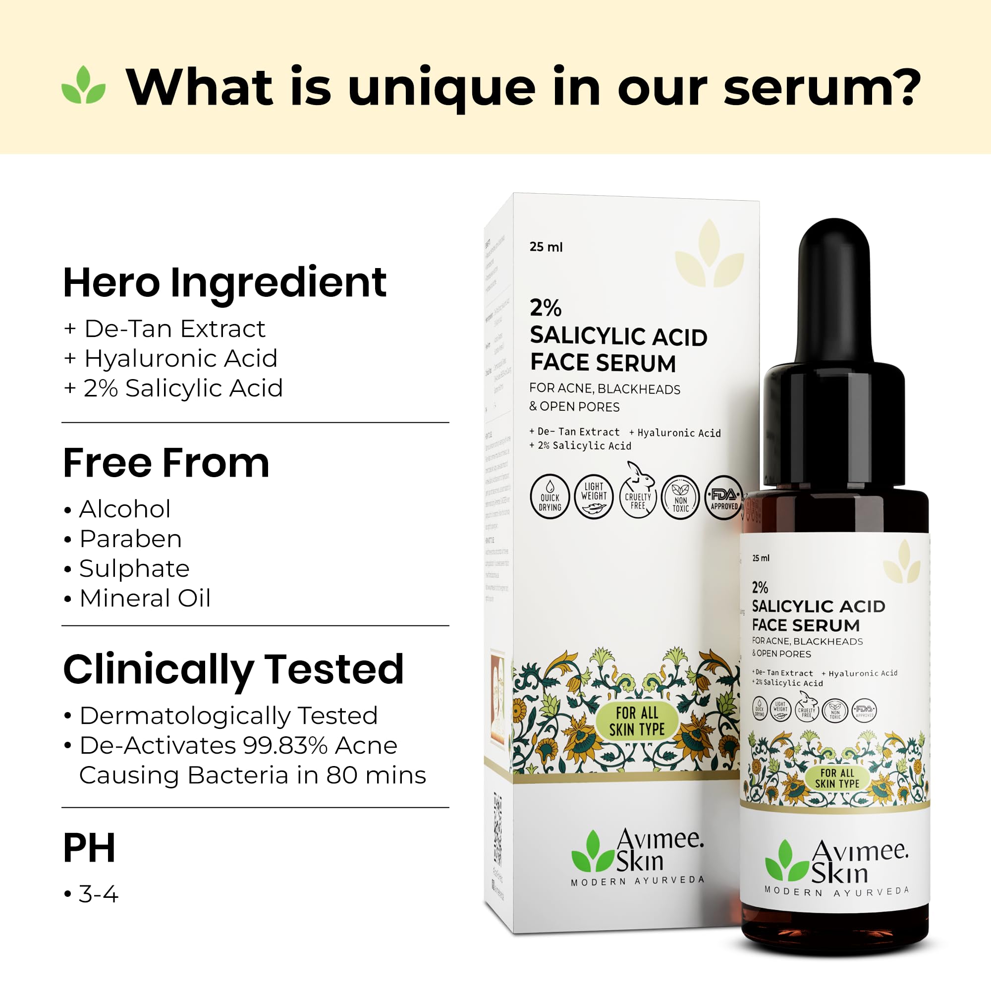 Avimee Herbal 2% Salicylic Acid Face Serum For Acne, Blackheads & Open Pores – view 4