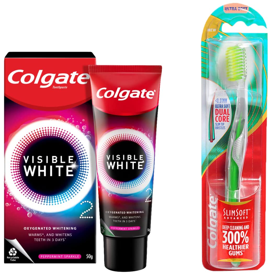 Colgate whitening toothpaste and Slim Soft ultra soft toothbrush set