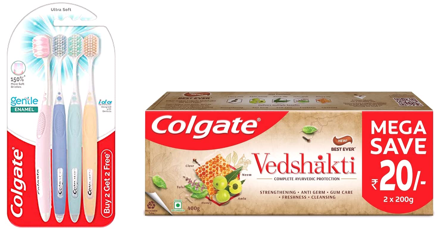 Colgate manual toothbrushes and ayurvedic toothpaste combo pack
