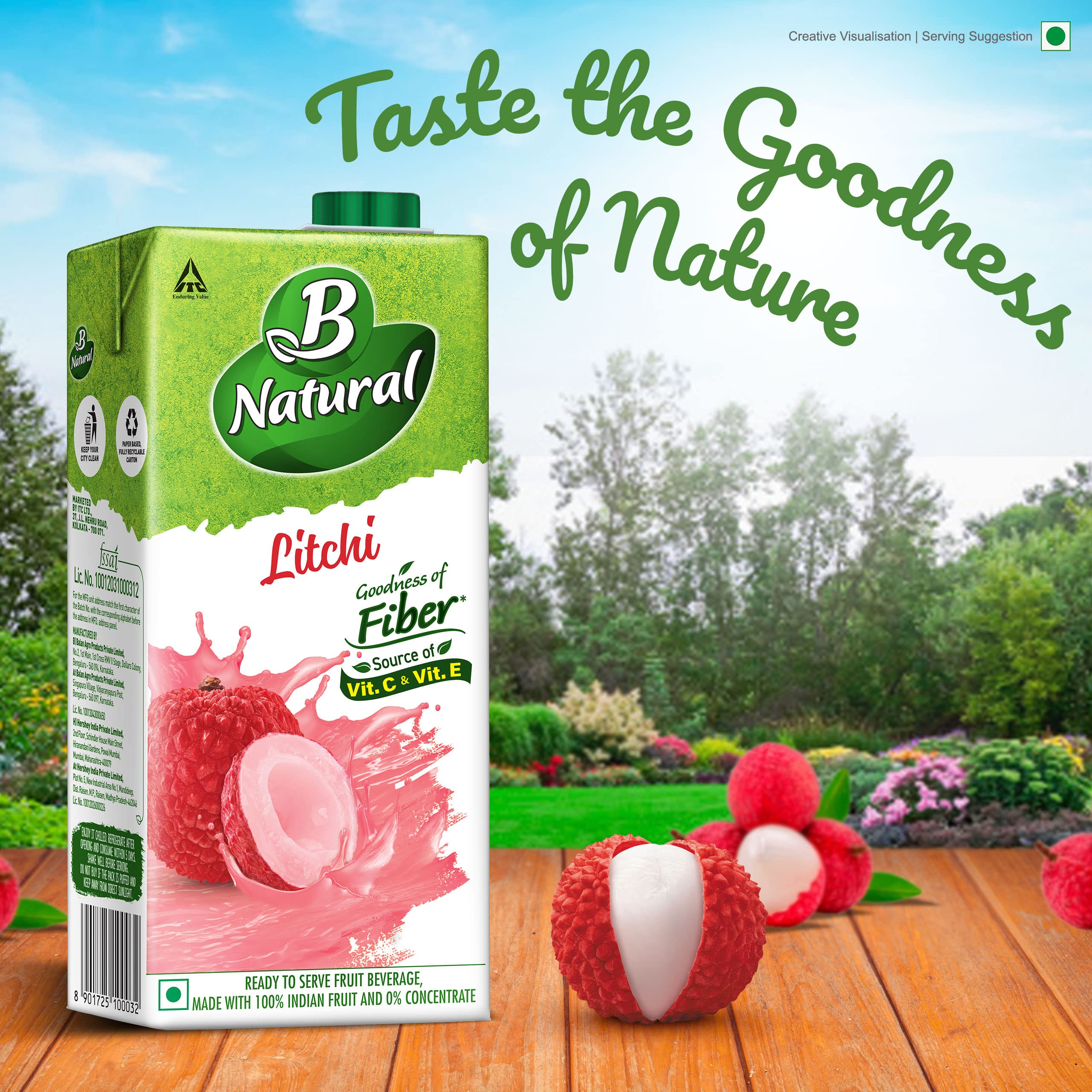B Natural Litchi, Goodness of Fiber, 1 Litre – view 4