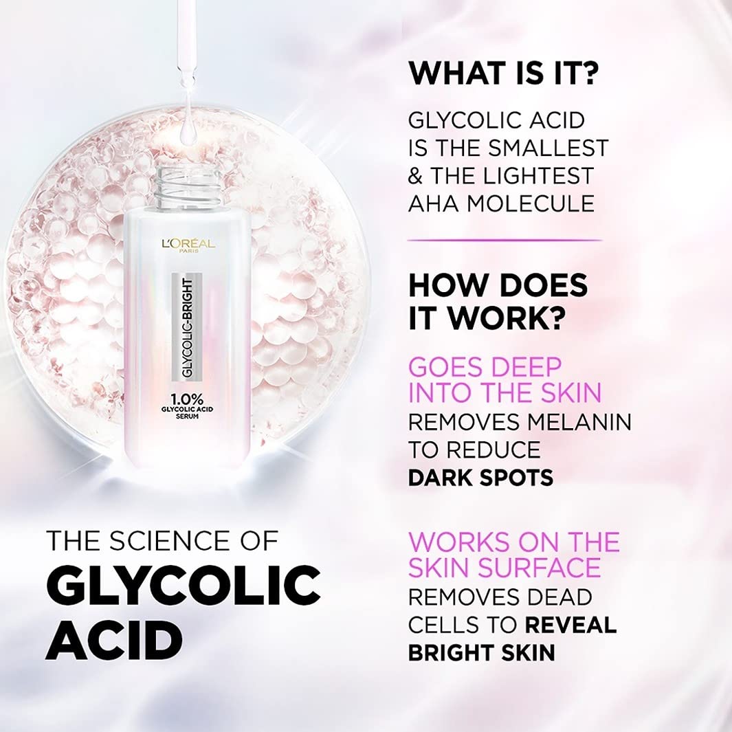 L'Oreal Paris Glycolic Bright Skin Brightening Serum, 15ml 1% Glycolic Acid For Dark Spots, Pigmentation & Uneven Skin Tone + Glycolic Bright Glowing Night Cream, 15ml, Regime (Pack Of 2) – view 4