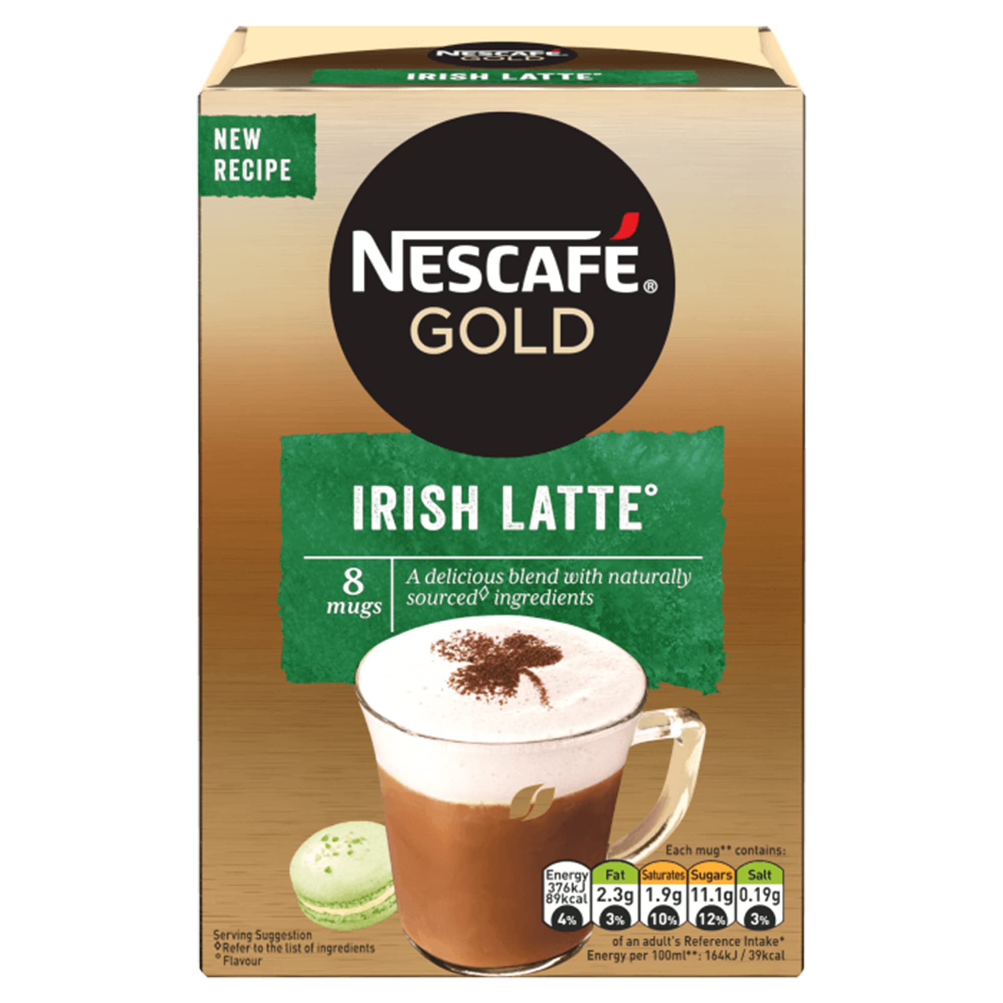 Front of Nescafe Gold Irish Latte flavored coffee pouch 176 g