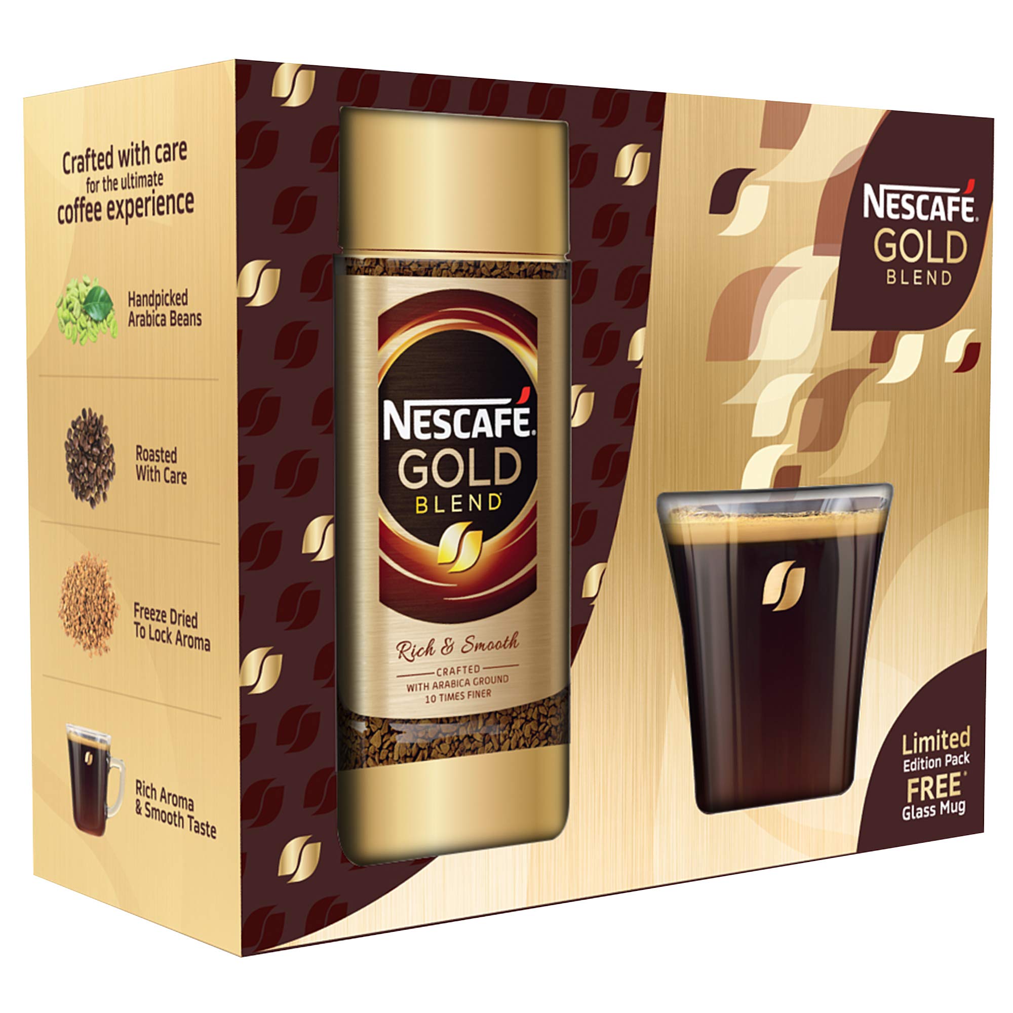 Nescafe Gold Blend Instant Coffee Powder - Glass Jar (Limited Edition Pack,Arabica and Robusta beans) Jar, 100g With Free Glass Mug – view 1