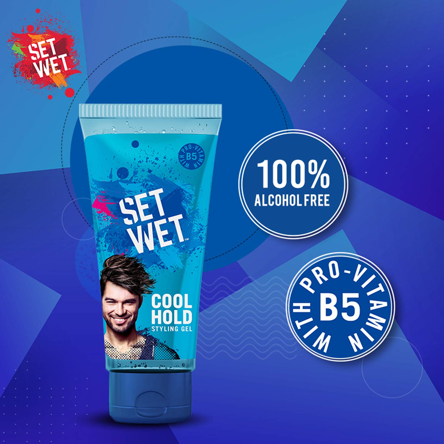 Set Wet Daily Hair Styling Gel for Men Cool Hold, Alcohol Free, Pro Vitamin B5, Medium Hold , Tube 100 ml ( Pack of 3) – view 3