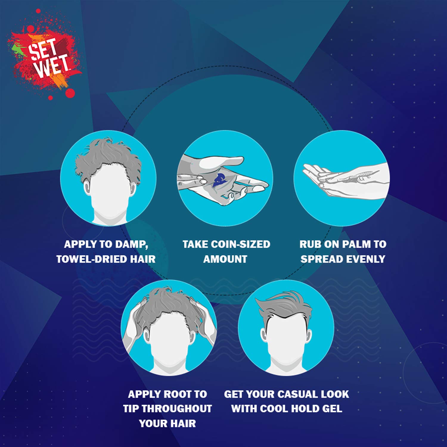 Set Wet Daily Hair Styling Gel for Men Cool Hold, Alcohol Free, Pro Vitamin B5, Medium Hold , Tube 100 ml ( Pack of 3) – view 5