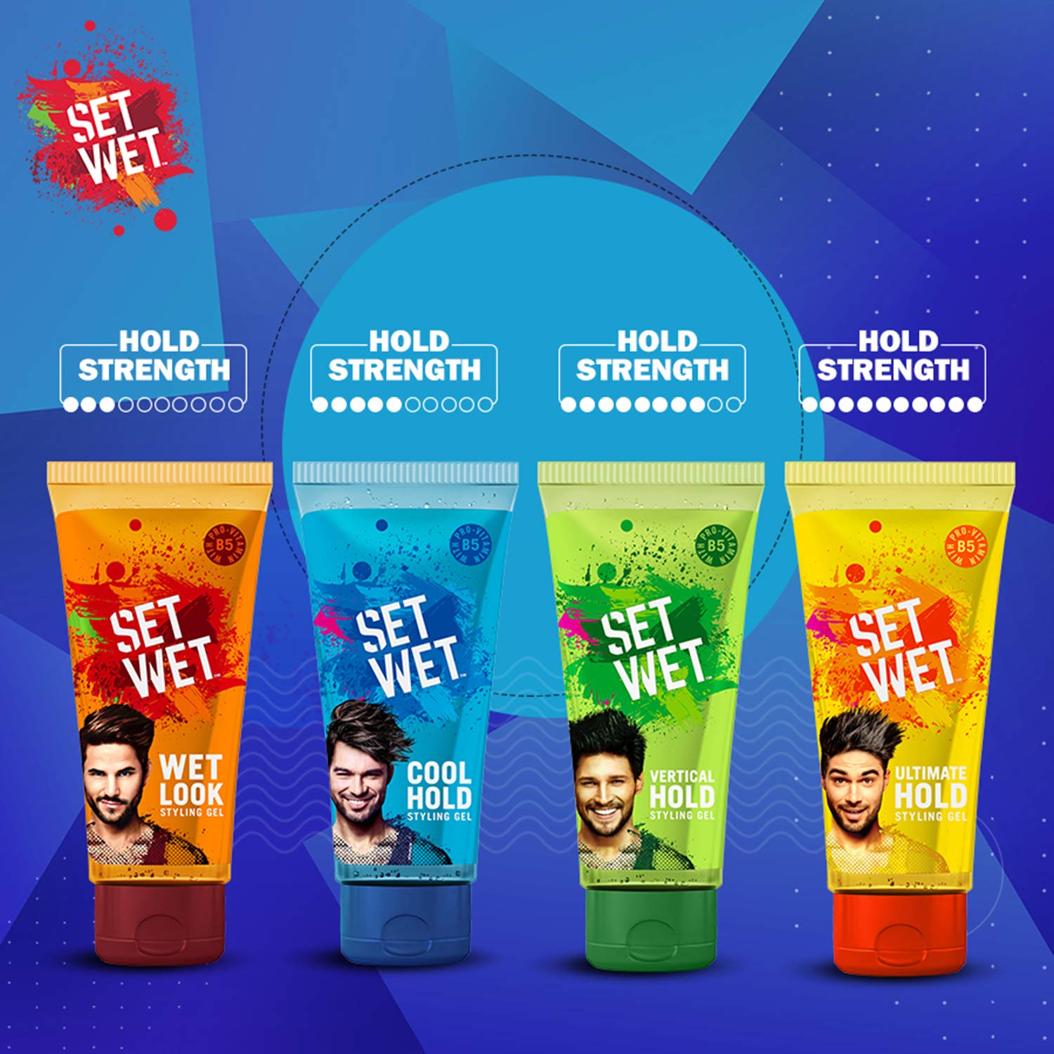 Set Wet Daily Hair Styling Gel for Men Cool Hold, Alcohol Free, Pro Vitamin B5, Medium Hold , Tube 100 ml ( Pack of 3) – view 7