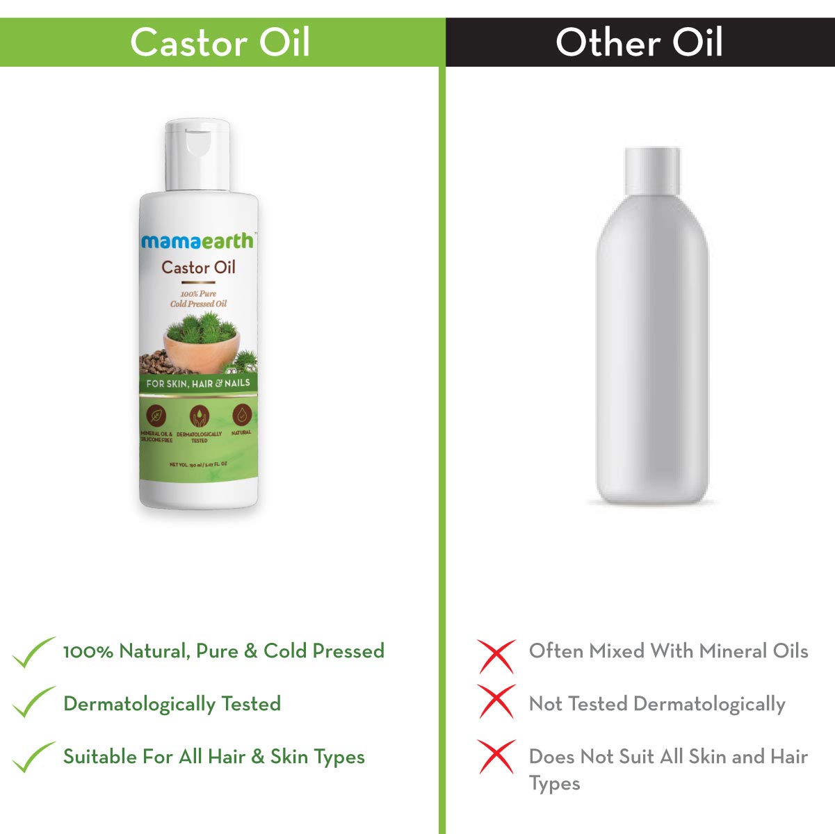 Mamaearth 100% Pure Castor Oil, Cold Pressed, To Support Hair Growth, Good Skin And Strong Nails, 150 Ml – view 4