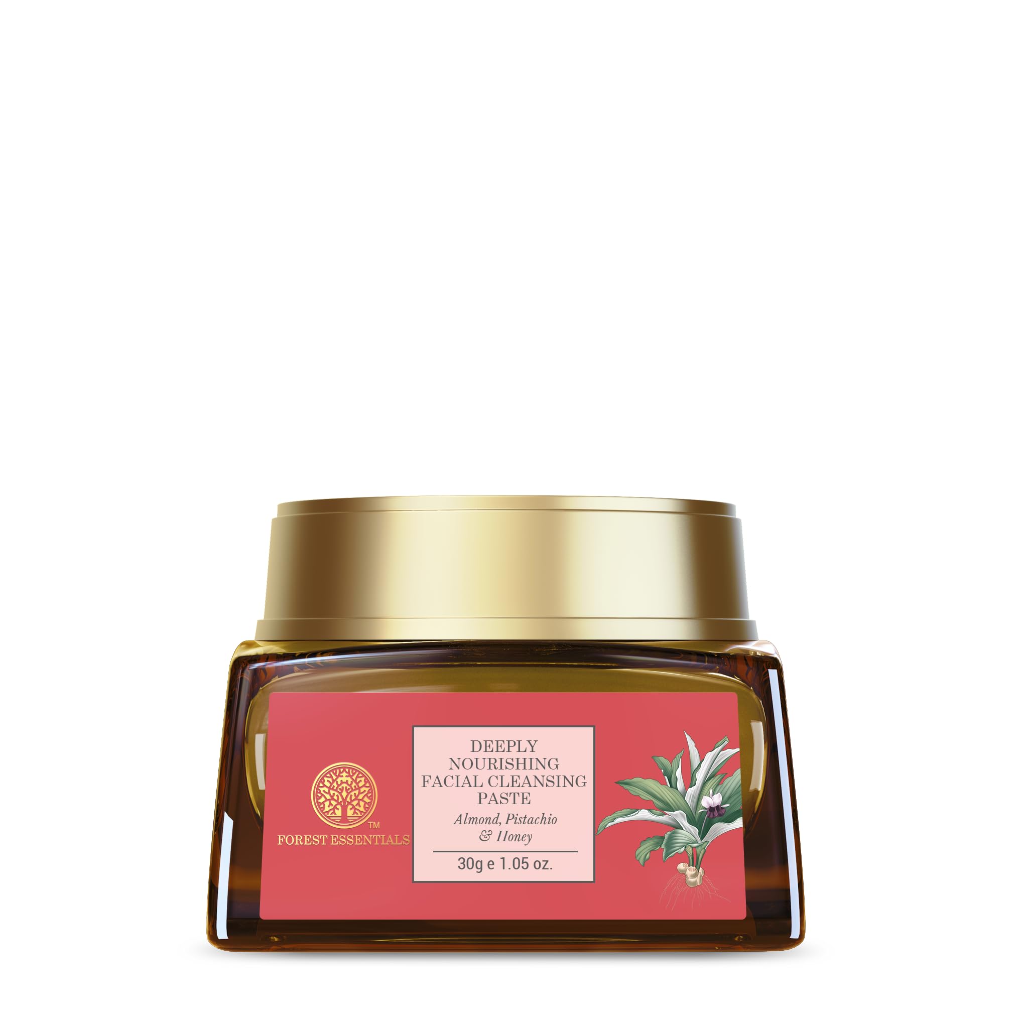 Open jar of Forest Essentials almond pistachio honey cleansing paste