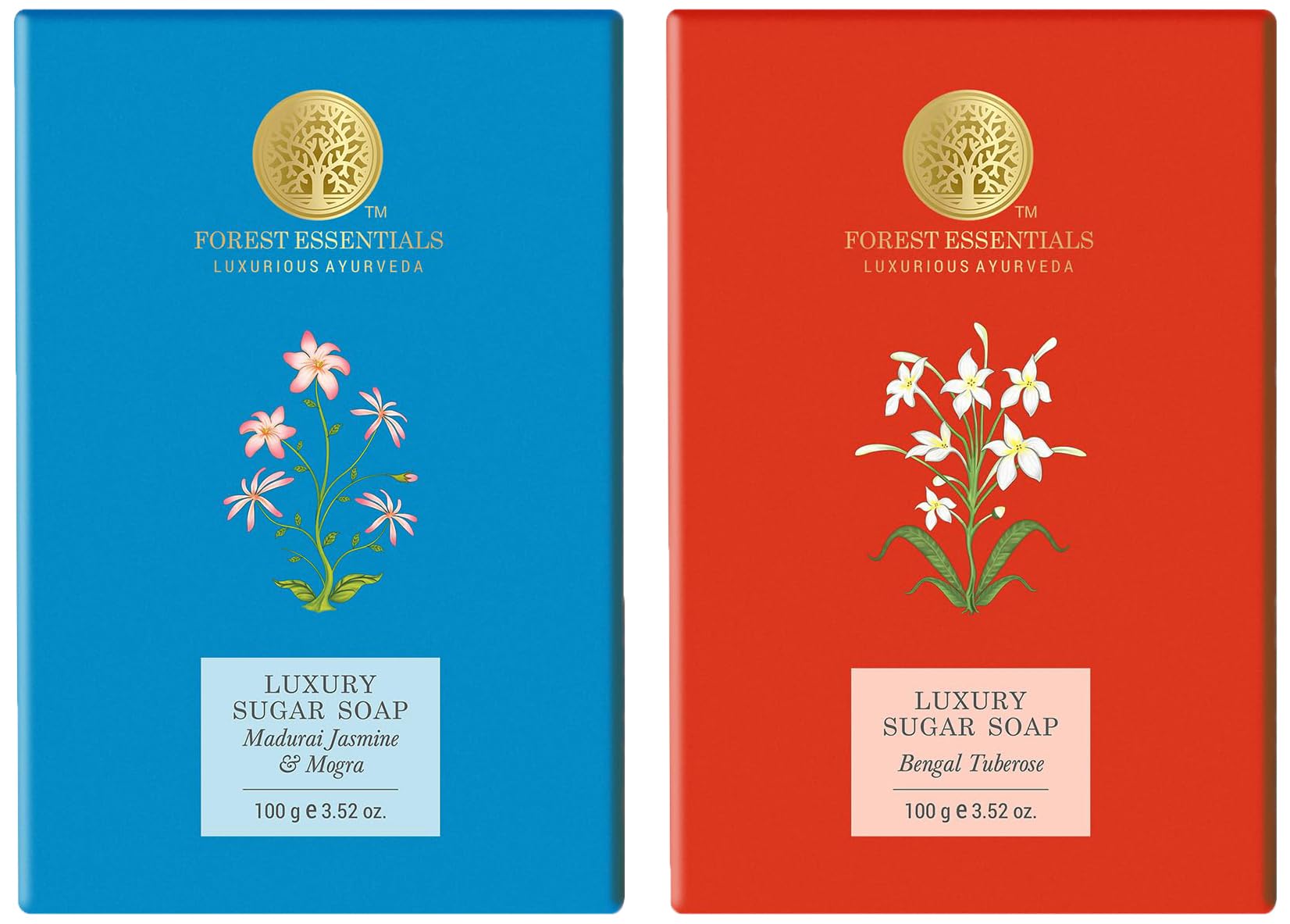 Boxed Forest Essentials sugar soap combo with jasmine and tuberose